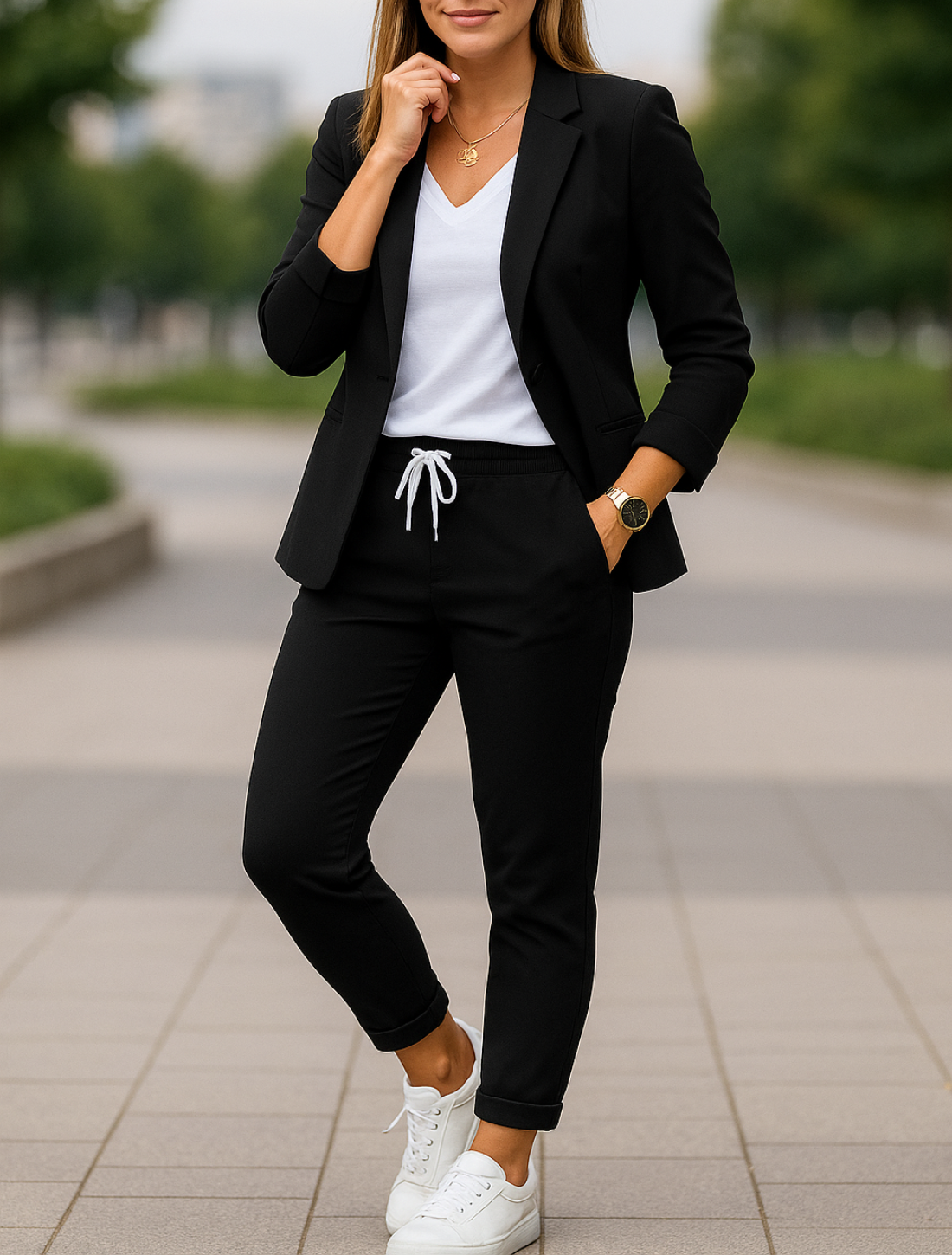 Zakelijk Pak Voor Dames, Elegante Tweedelige Set Met Broek Met Eelastische Taille | VIQA VIQA© NEDERLAND