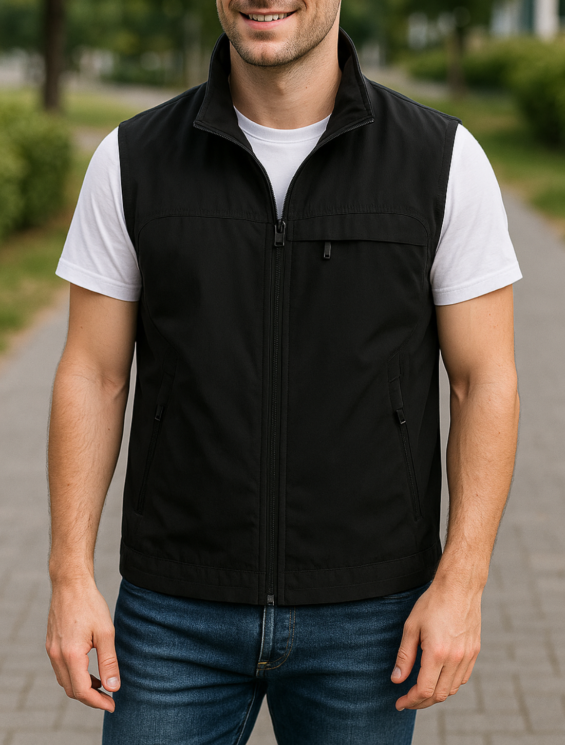 Sneldrogend Mouwloos Vest Met Meerdere Zakken Voor Heren, Casual Vest Met Opstaande Kraag Voor Buitengebruik | VIQA VIQA© NEDERLAND