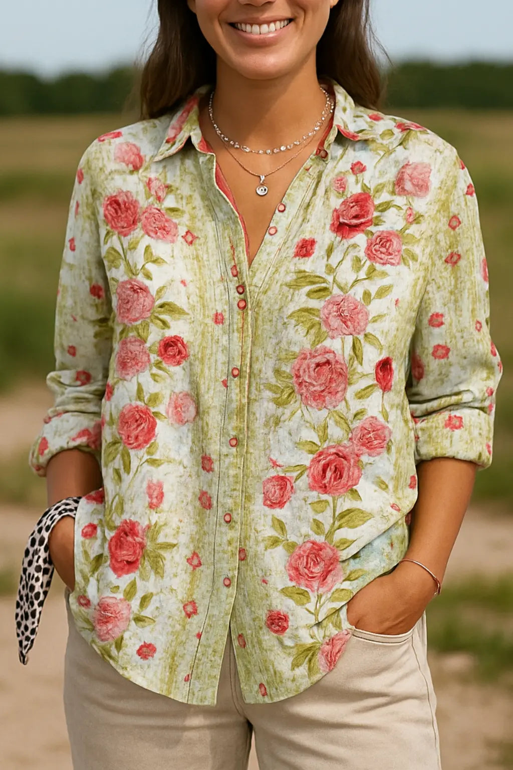 Dames Zomer Bloemen Print Shirt, Lange Tuniek Stijl Met Halve Mouwen, Lichtgewicht Trendy Top | VIQA VIQA© NEDERLANDBeige / 2XL