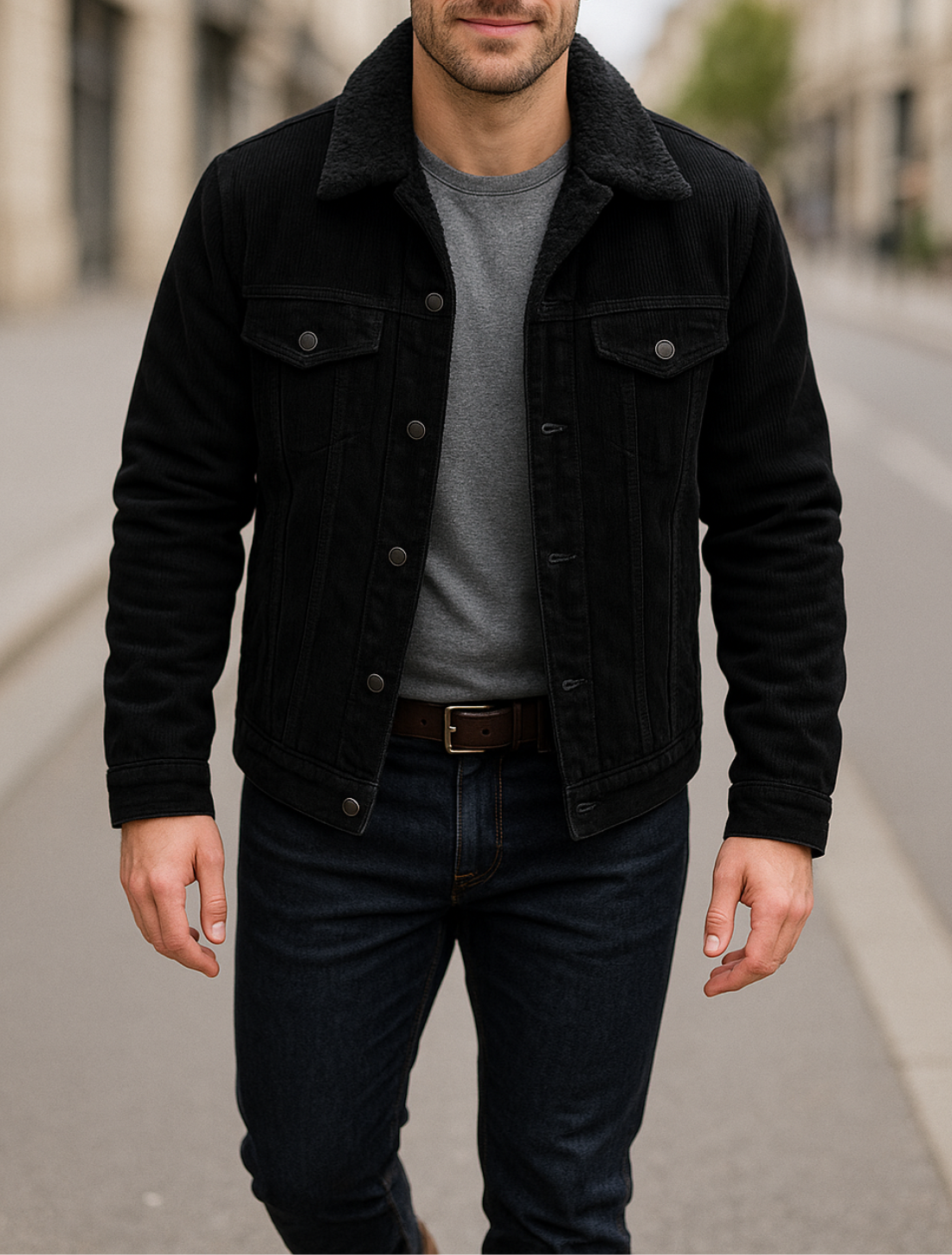 Heren Corduroy Jas, Sherpa Fleece Windjack, Dikke Warme Winterjas Met Meerdere Zakken | VIQA VIQA© NEDERLAND