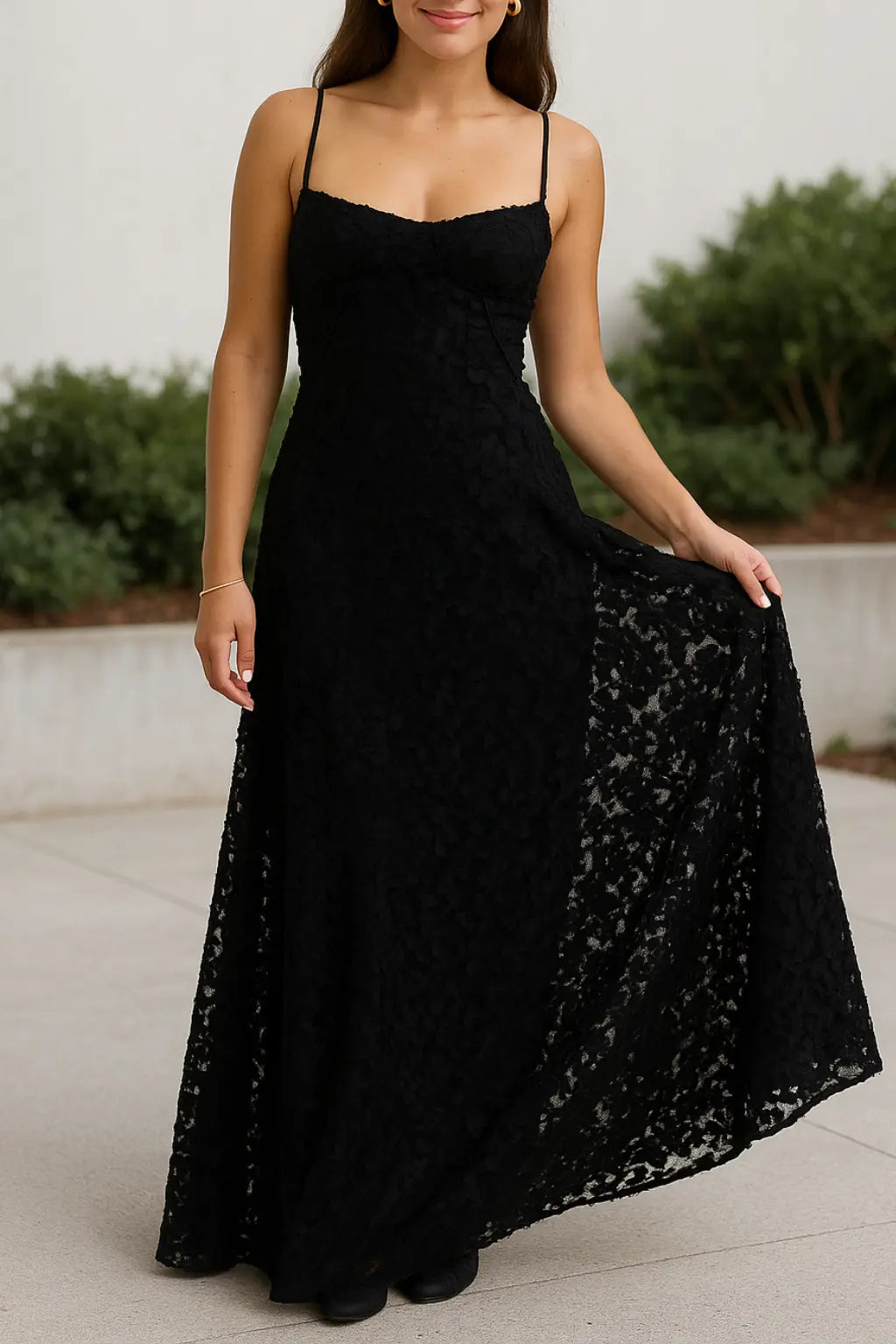 Dames Sexy Kant Halter Maxi Jurk, Sprookjesachtige Stijl Zomer Casual Jurk | VIQA VIQA© NEDERLANDZwart / XL