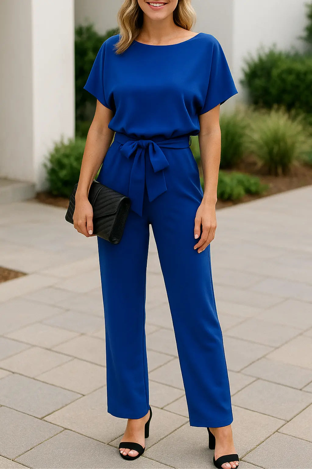 Zomerse Jumpsuit Voor Dames, Elegante Jumpsuit Met Korte Mouwen En Wijde Pijpen, Outfit Met Holle Tailleband | VIQA VIQA© NEDERLAND