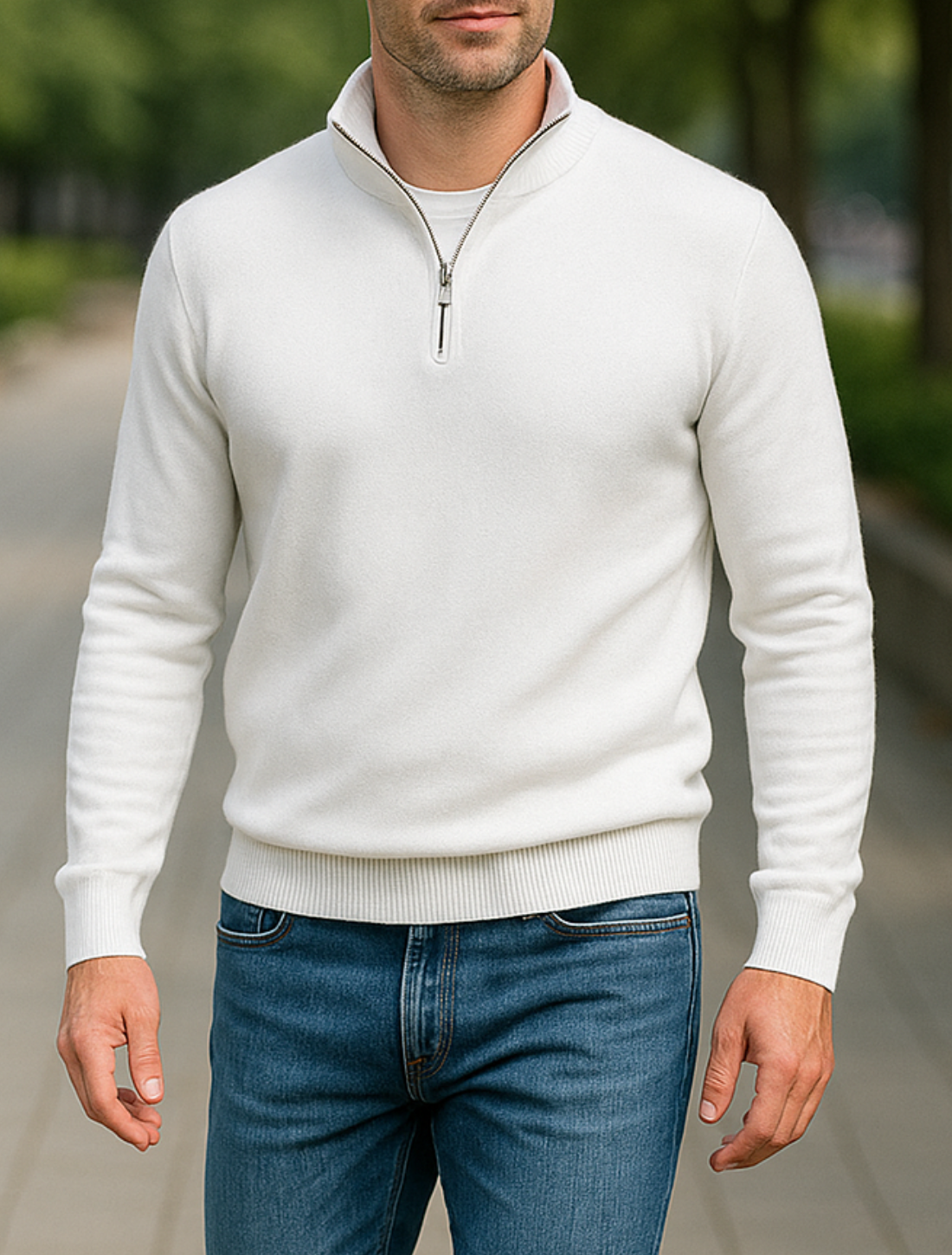 Heren Fleece Trui, V-Hals Lange Mouwen Polo Met Rits , Warme Winter Coltrui | VIQA VIQA© NEDERLAND