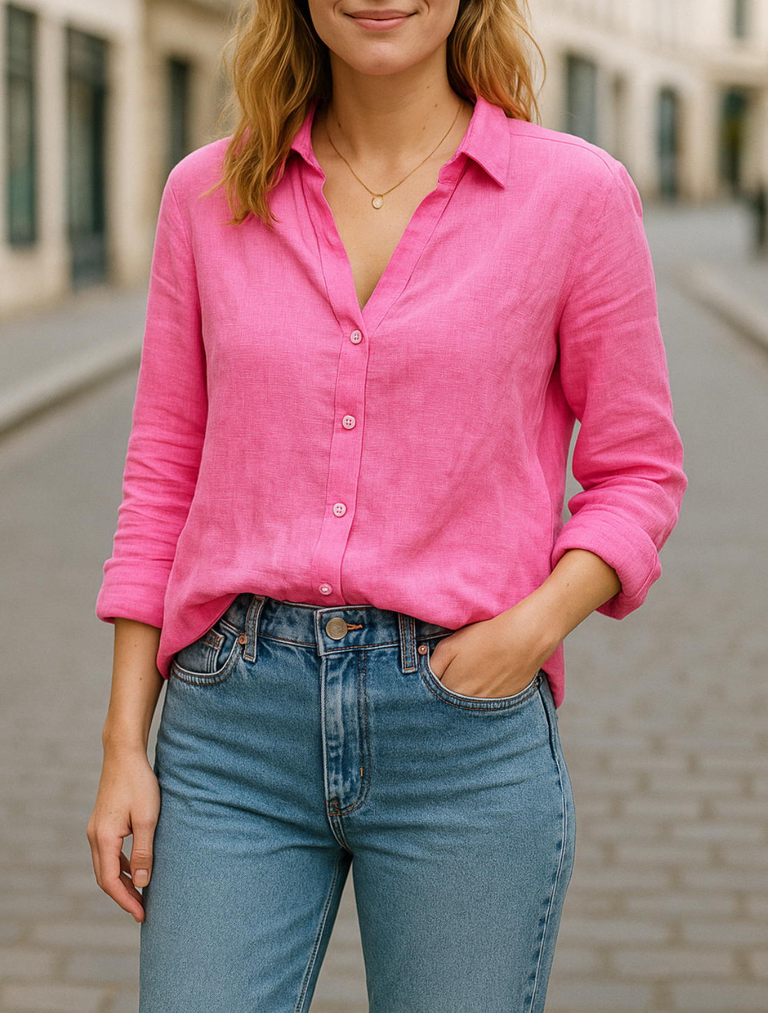 Dames Zomer Overhemd, Blouse met Lange Mouwen, Casual Stijl Mode Top | VIQA VIQA© NEDERLANDRoze / 2XL