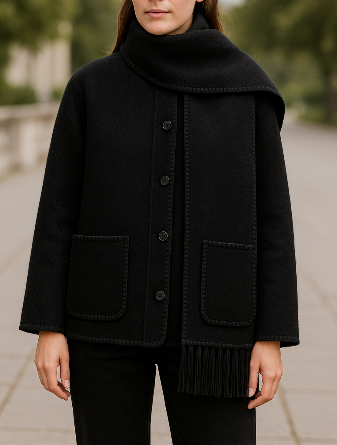 Dames Wollen Jas Met Sjaal Met Kwastjes, Dikke, Losse Pasvorm, Herfst- En Winter Mode | VIQA VIQA© NEDERLAND
