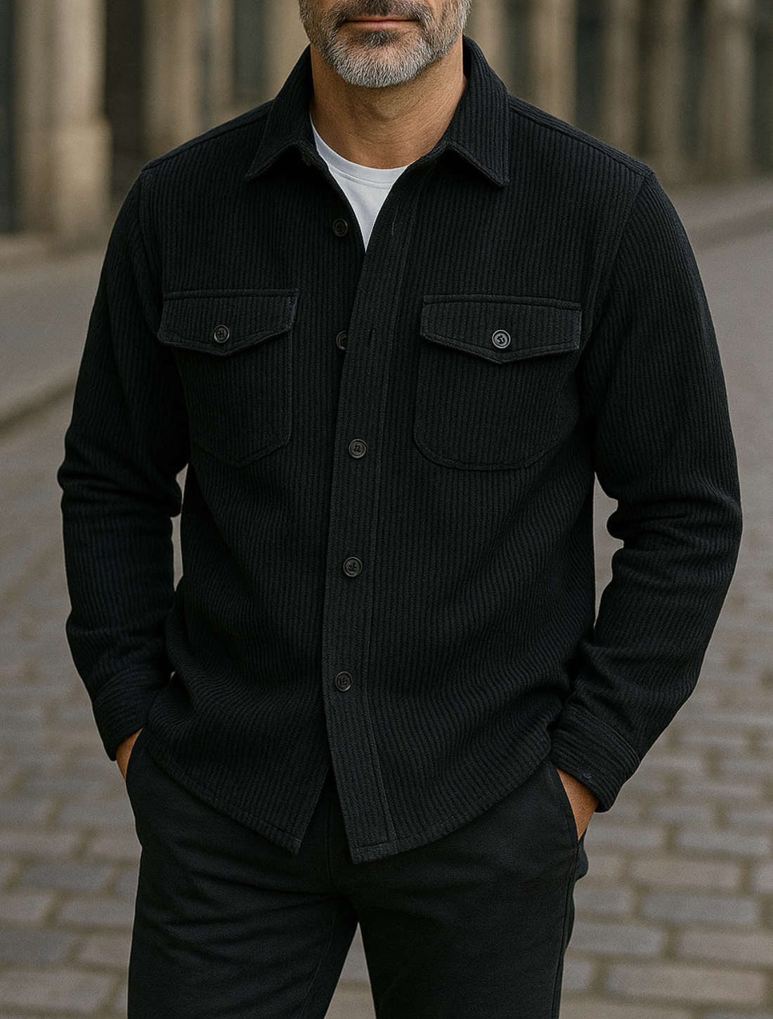 Heren Corduroy Jas, Staande Kraag Knoop-Op Casual Herfst Dagelijkse Effen Kleur Jas | VIQA VIQA© NEDERLAND