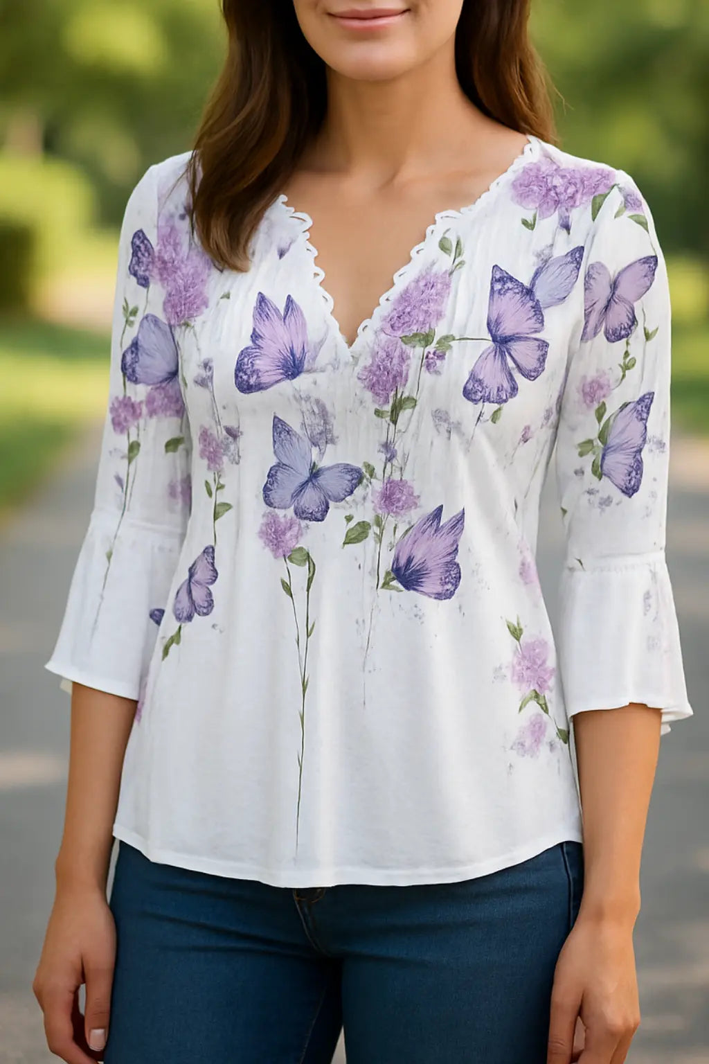 Dames Elegant Gedrukte Blouse, Casual Lange Mouwen Stijlvol Overhemd Top | VIQA VIQA© NEDERLANDPaars / 2XL