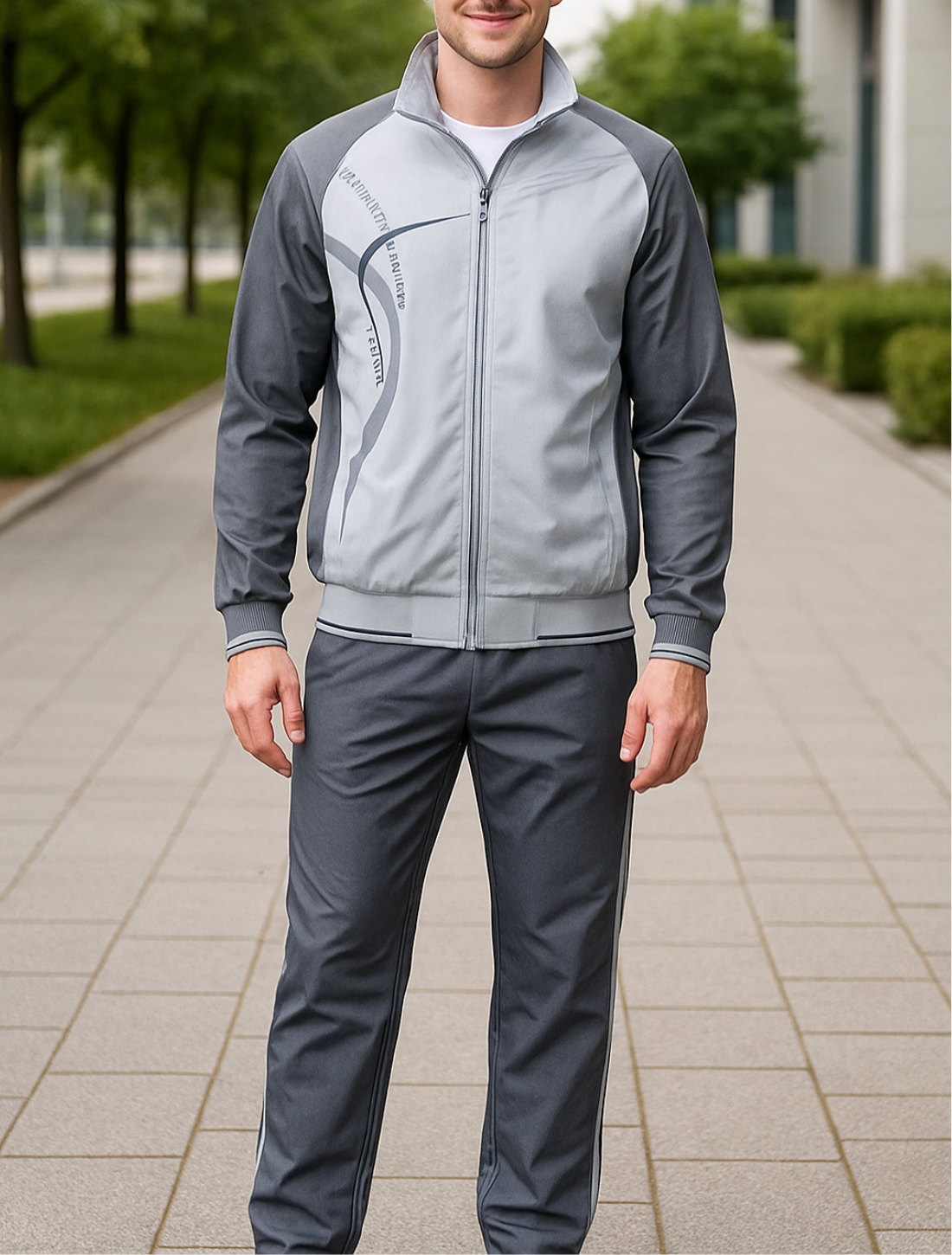 Heren Sportkleding Set, Twee-Delige Jas Met Rits En Broek, Casual Print Jogging Sport Outfit | VIQA VIQA© NEDERLAND