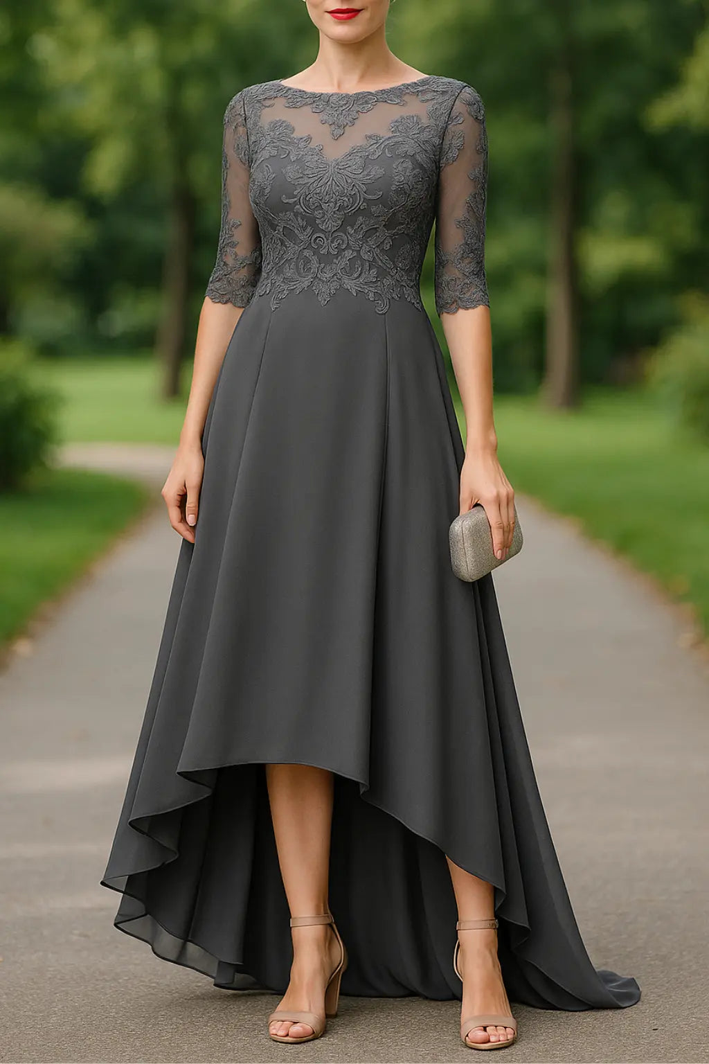 Dames Maxi Gala Jurk, Elegante Lange Bruiloft A-Lijn Feestjurk | VIQA VIQA© NEDERLANDGrijs-2XL