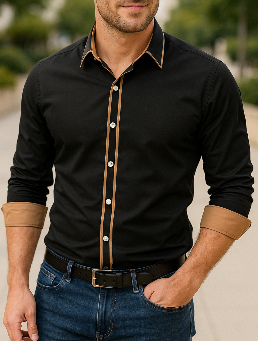 Herenoverhemd Met Knopen, Slim Pasvorm, Lange Mouwen, Casual, Bedrukt, Effen Kleur | VIQA VIQA© NEDERLAND