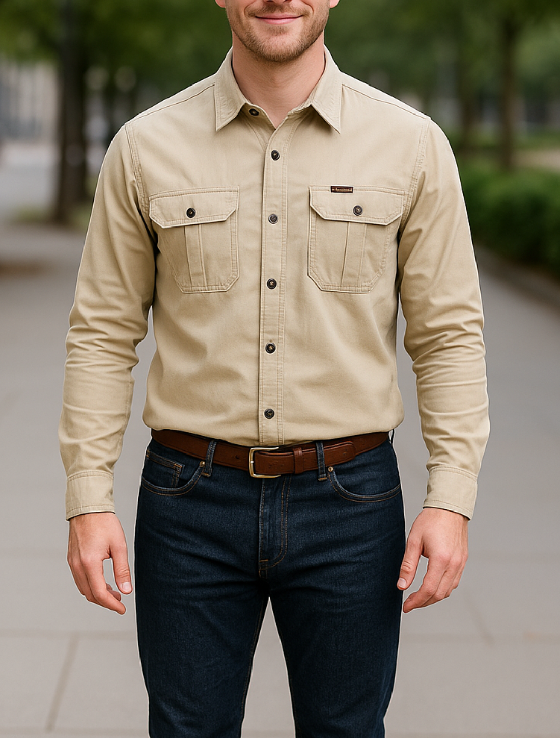 Heren Cargo Shirt, Lange Mouwen, Meerdere Zakken Tactisch Casual Shirt Met Revers | VIQA VIQA© NEDERLAND