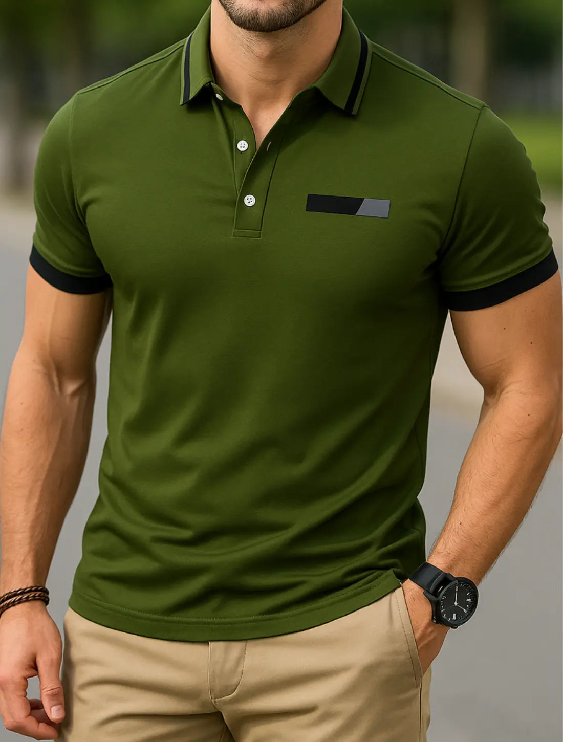 Gespierde Pasvorm Herenpolo Met Korte Mouwen VIQA© NEDERLAND