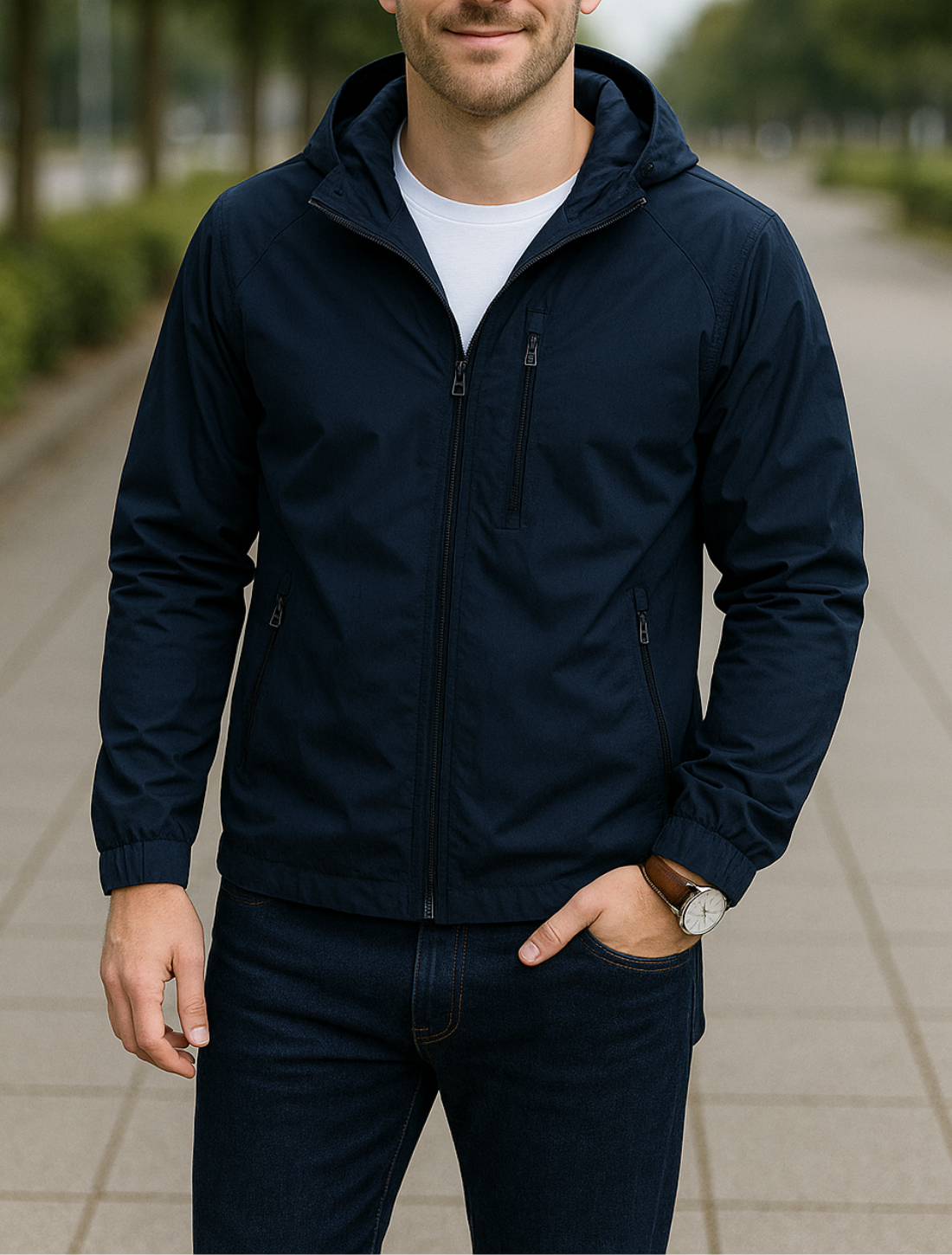 Heren Windjack, Lchtgewicht Lange Jas Met Flip Kraag En Zakken | VIQA VIQA© NEDERLAND