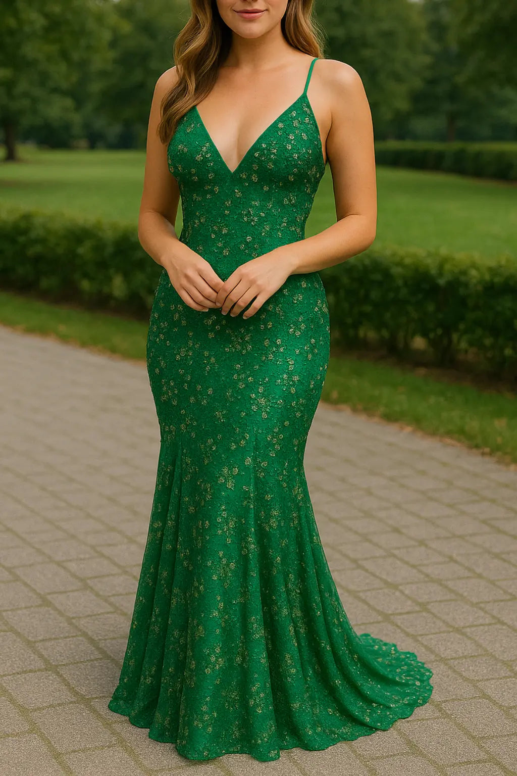 Dames Bodycon Maxi Jurk Met Lovertjes En Mazen, Sexy V-Hals Spaghettibandjes Rugloos Avondjurk | VIQA VIQA© NEDERLANDGroen / XL