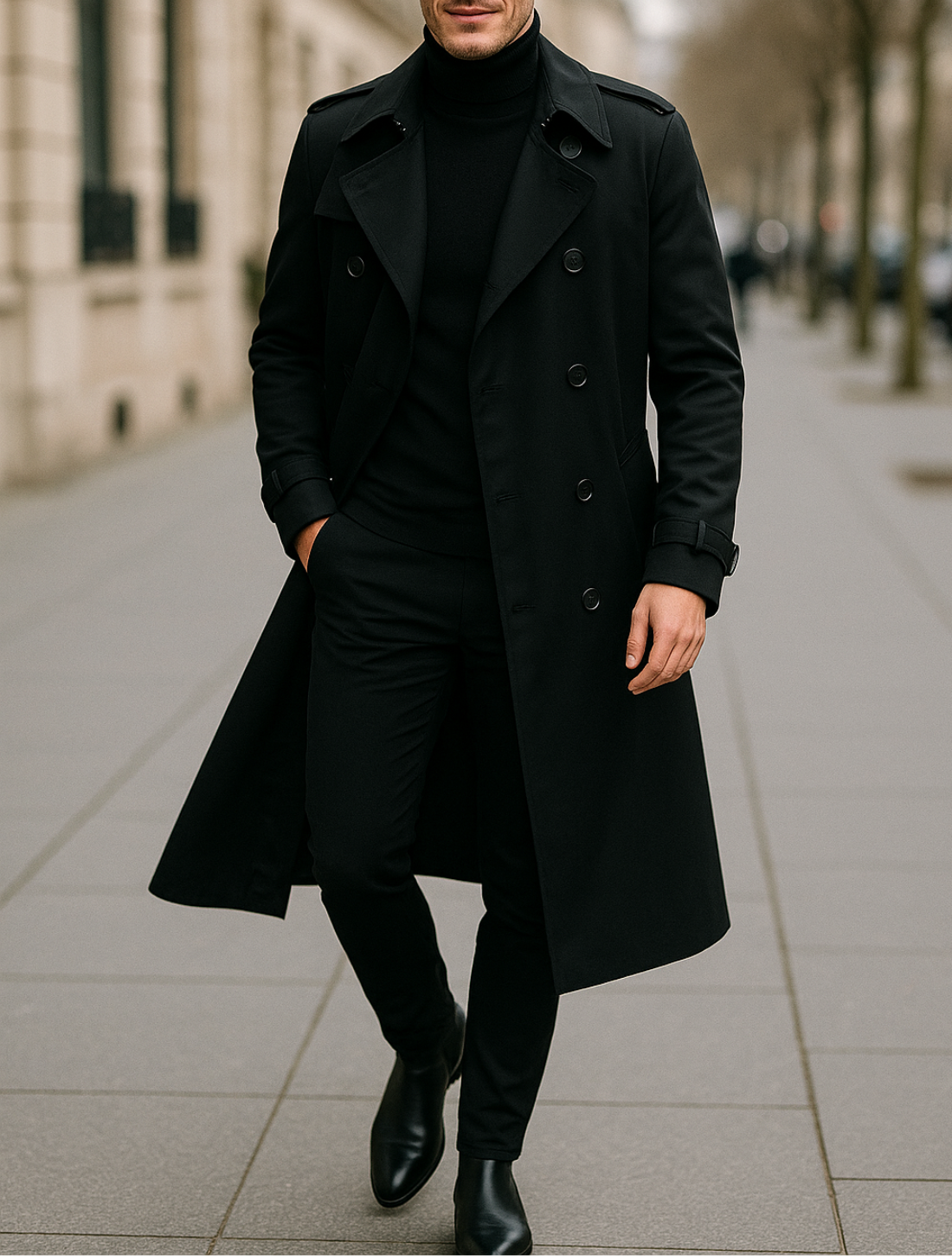 Heren Lange Trenchcoat, Overjas, Effen Kleur Casual Windjack | VIQA VIQA© NEDERLAND