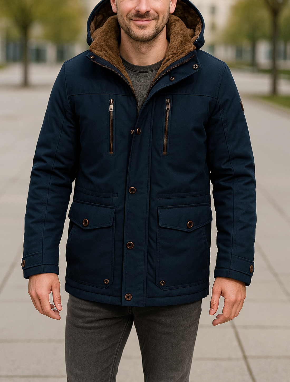 Gewatteerde Herenjas, Halflange Fleece Gevoerde Winterjas, Dikke Warme Bovenkleding | VIQA VIQA© NEDERLAND