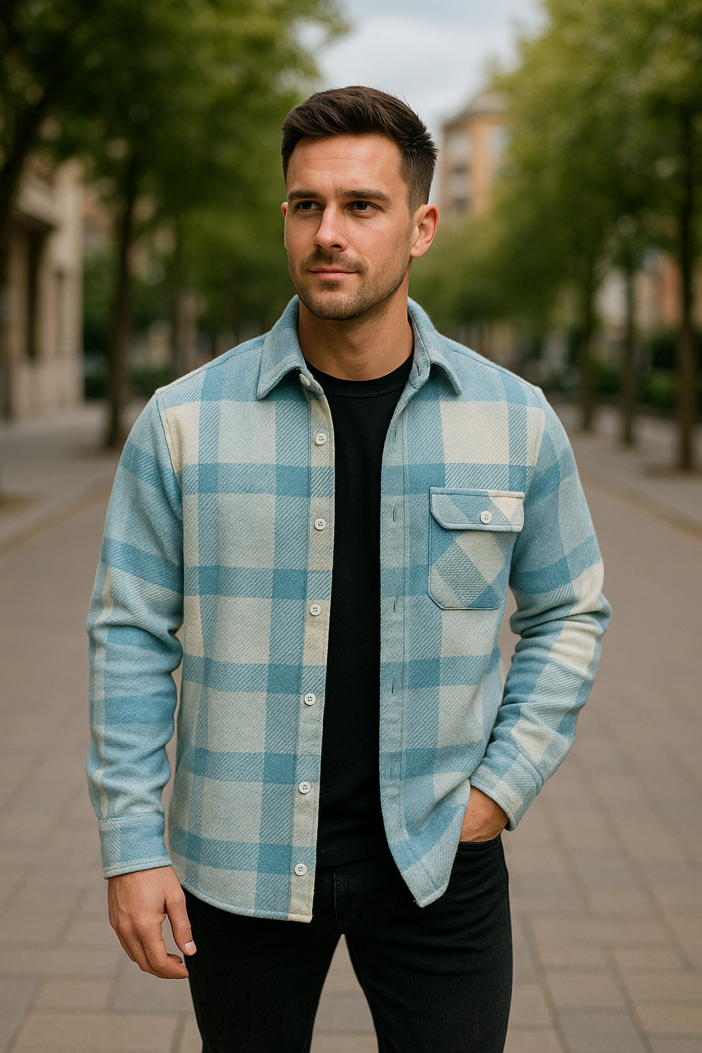 Heren Geruit Overhemd, Lange Mouwen Knoopsluiting Revers Top, Casual Lente Herfst Wit Geruit Blouse | VIQA VIQA© NEDERLAND