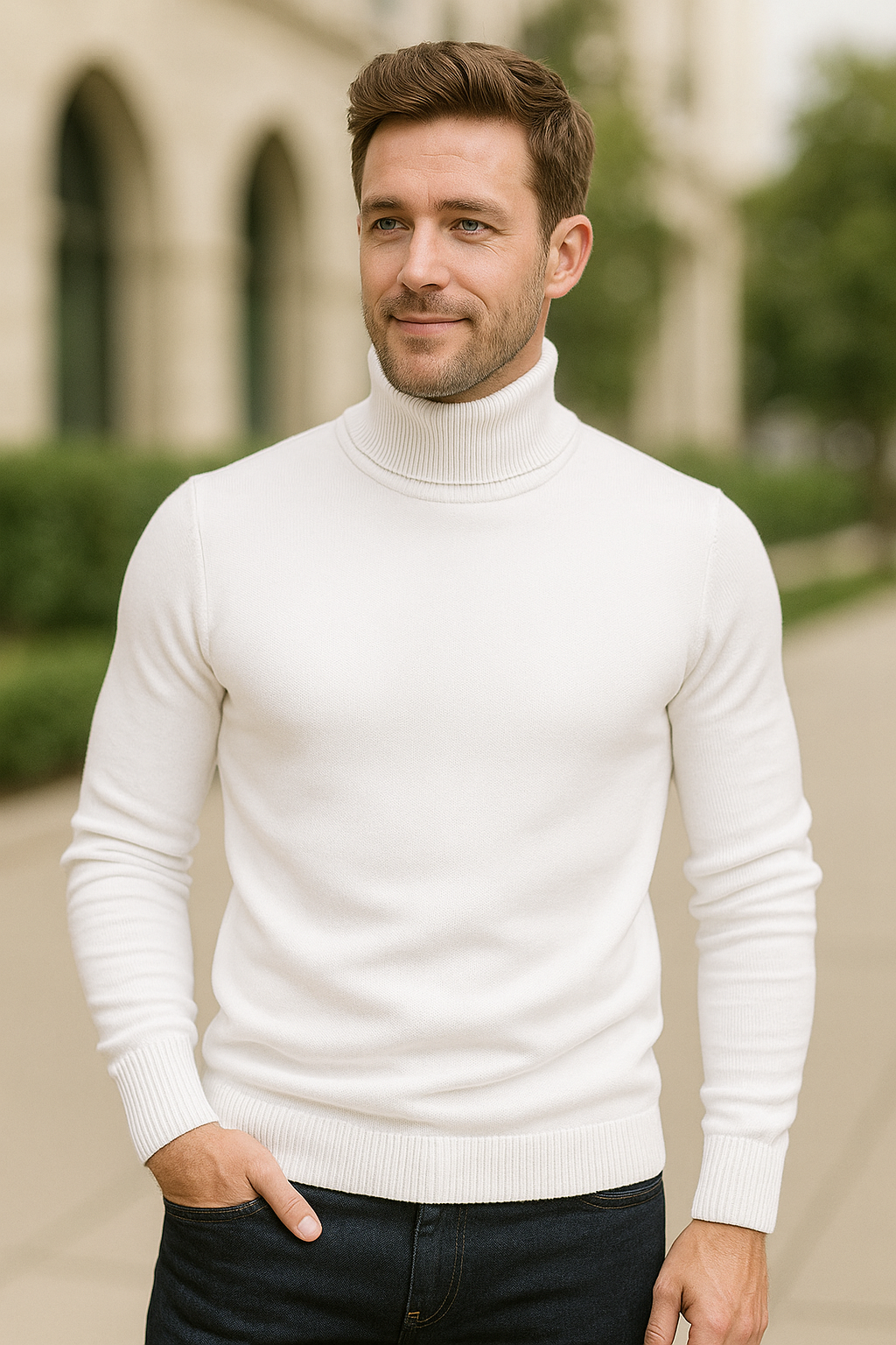Heren Coltrui, Slim Pasvorm Effen Kleuren Trui, Warme Winter Hoge Hals Lange Mouwen Top | VIQA VIQA© NEDERLAND