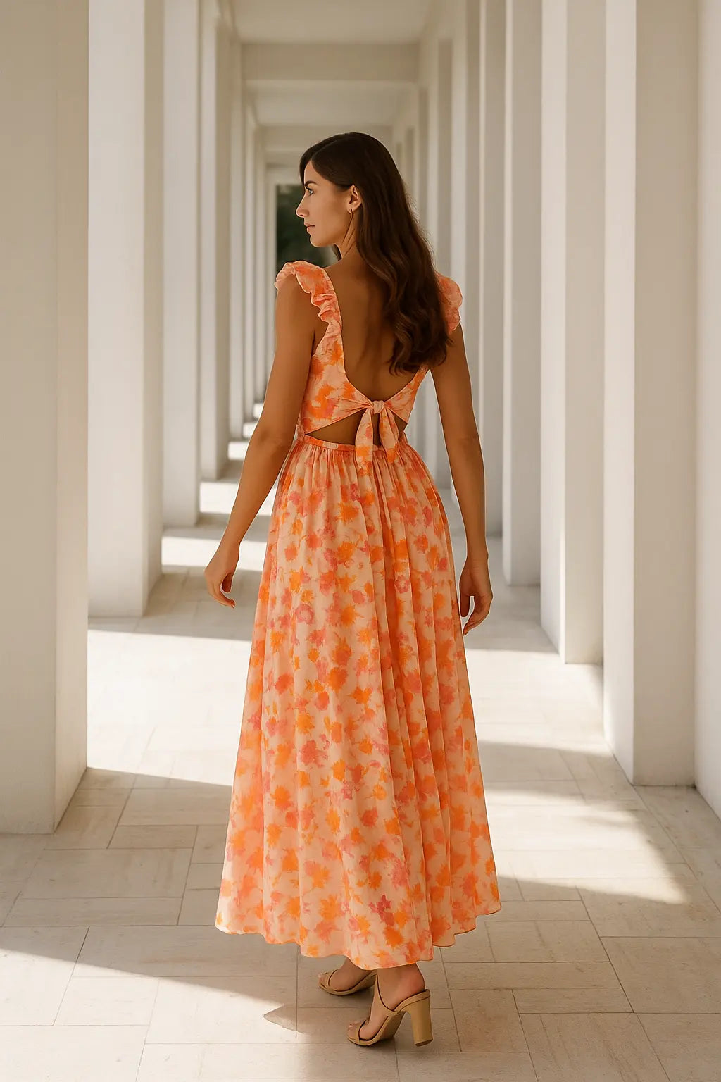 Dames Sexy Bloemige Maxi Jurk, Zomer V-Hals Rugloze Geruffelde Slanke Pasvorm Vakantie Jurk | VIQA VIQA© NEDERLAND