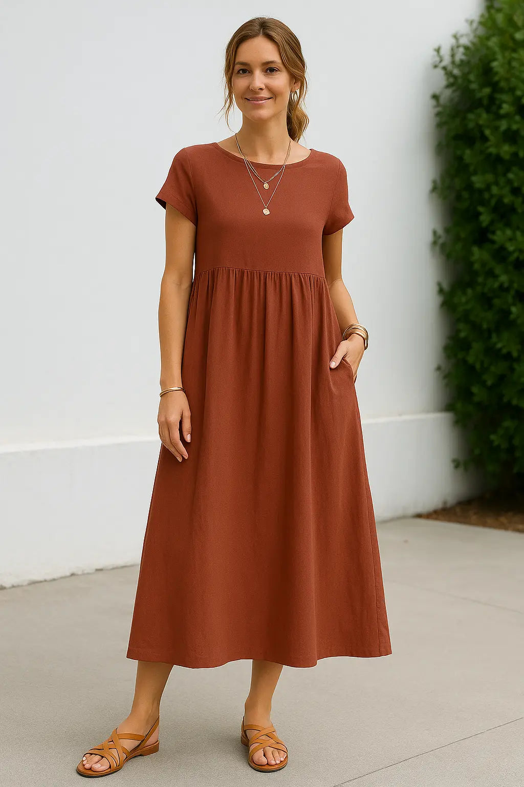 Dames Maxi Jurk, Elegante Korte Mouwen Zomer Lange Jurk Met Zakken | VIQA VIQA© NEDERLAND