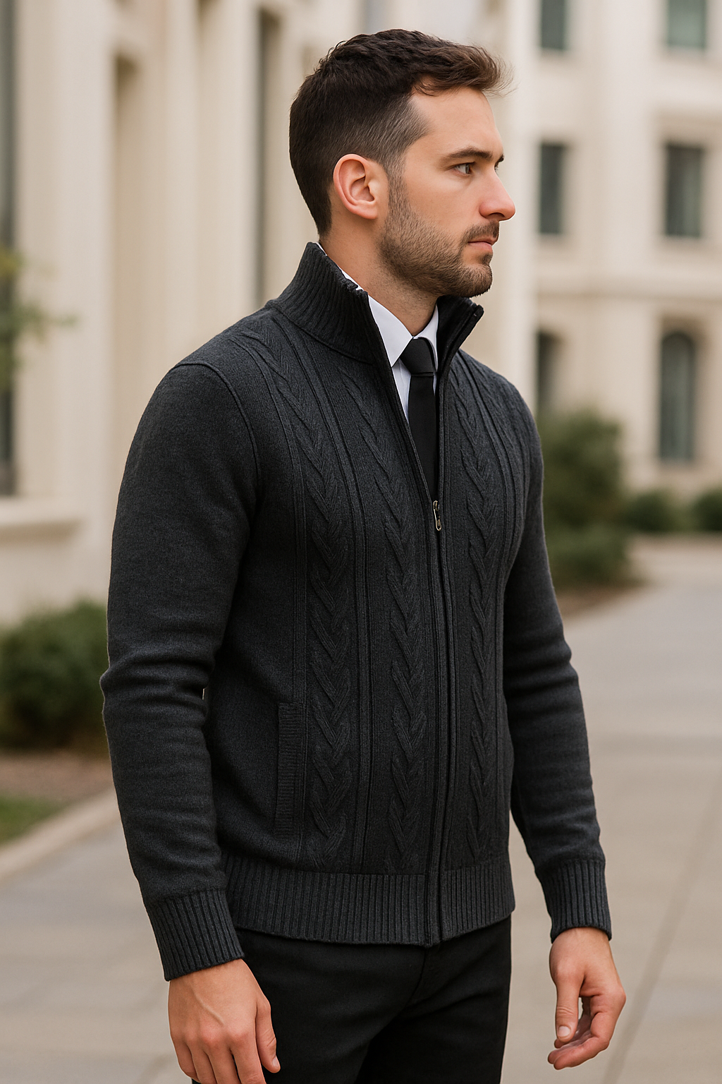 Heren Cashmere Gebreide Trui Jas, Warme Gewatteerde Casual Rits Vest Jas Voor De Winter | VIQA VIQA© NEDERLAND