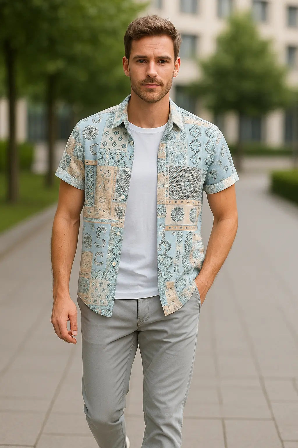 Heren Zomer Overhemd, Etnische Stijl Korte Mouwen Casual Loszittend Ademend Hawaiiaans Overhemd | VIQA VIQA© NEDERLAND