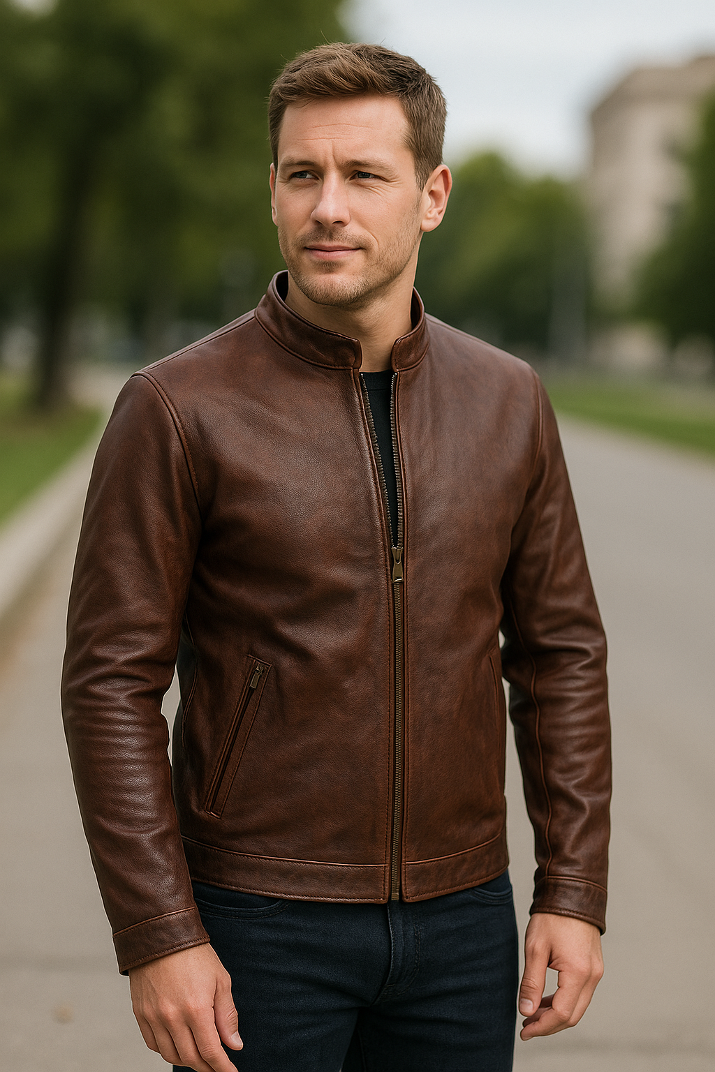 Leren Jas Voor Heren, Echte Schapenvacht Rundleren Jas, Klassieke Herfst En Winter Bikerstijl | VIQA VIQA© NEDERLAND