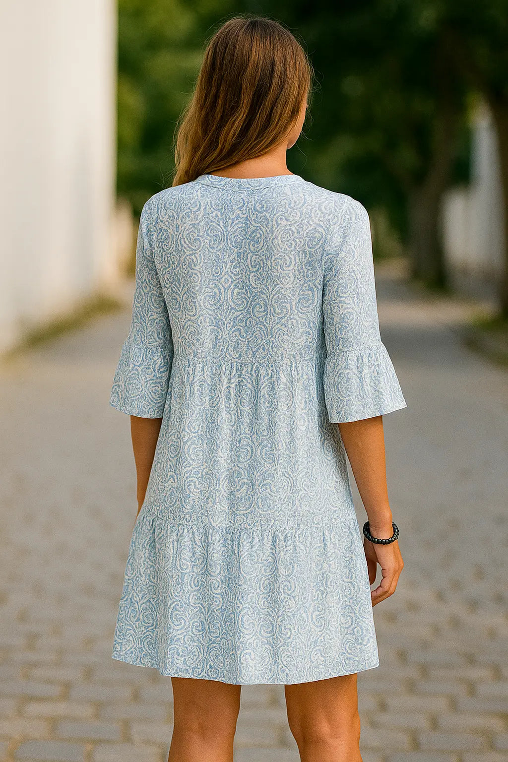 Dames Mini Zomerjurk, Print V-Hals Korte Mouwen Losse Casual Feest Trui | VIQA VIQA© NEDERLAND