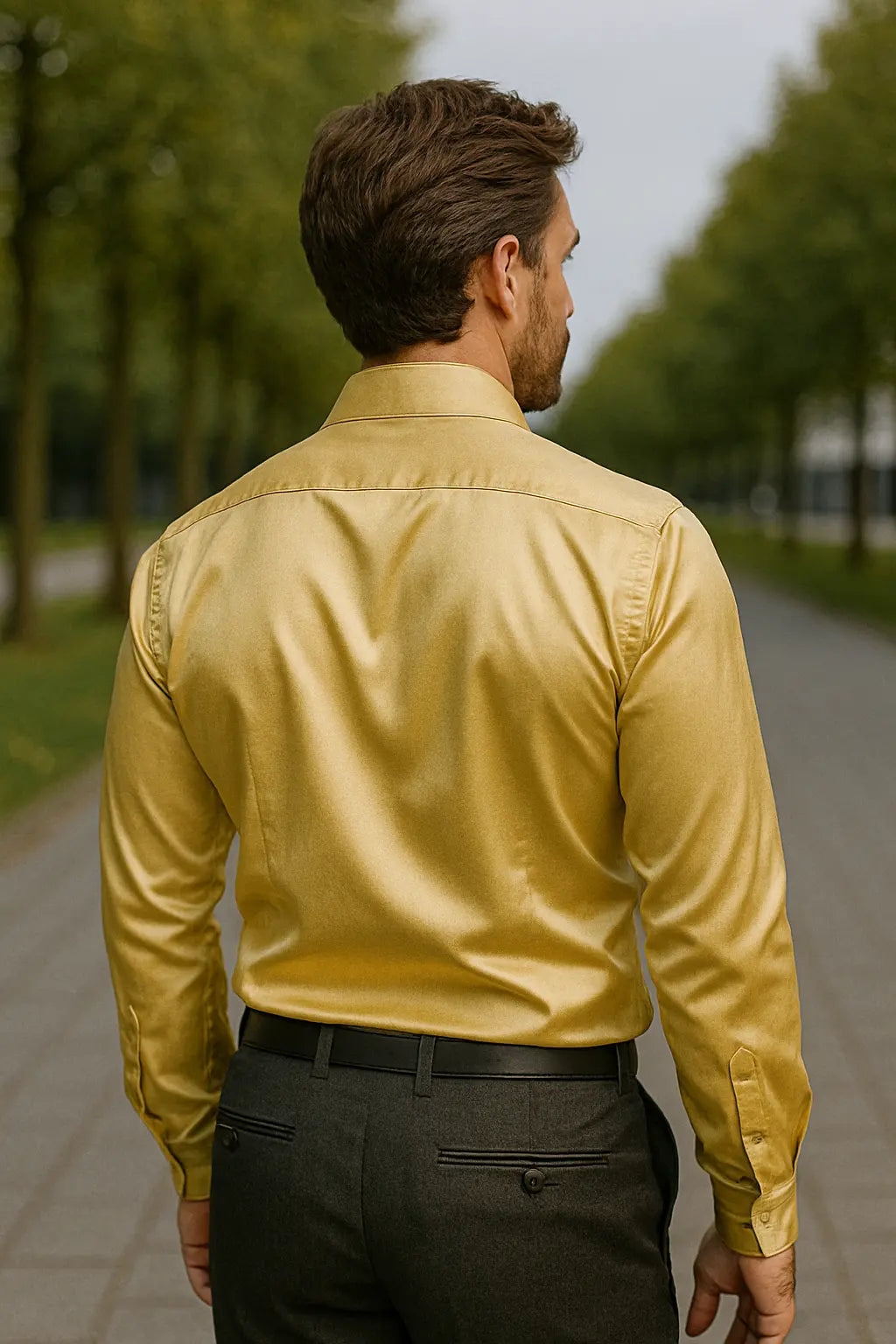 Heren Glanzend Satijn Luxe Overhemd VIQA© NEDERLAND