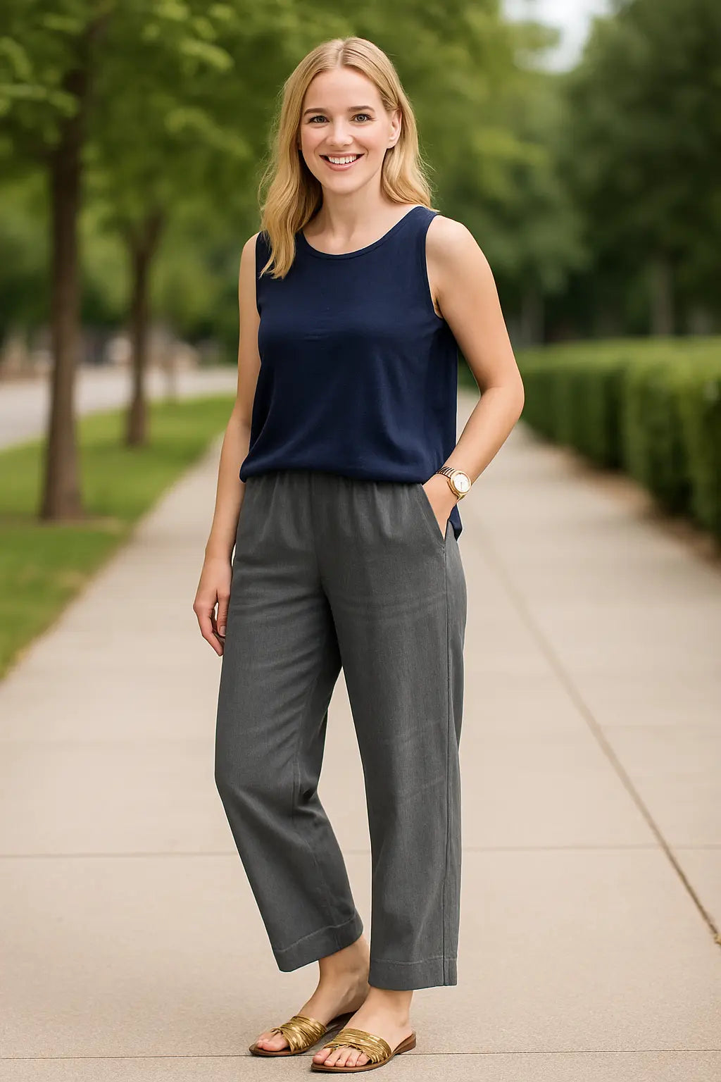 Dames Katoenen Linnen Broek, Losse Broek Met Zakken, Casual Zomerbroek | VIQA VIQA© NEDERLAND