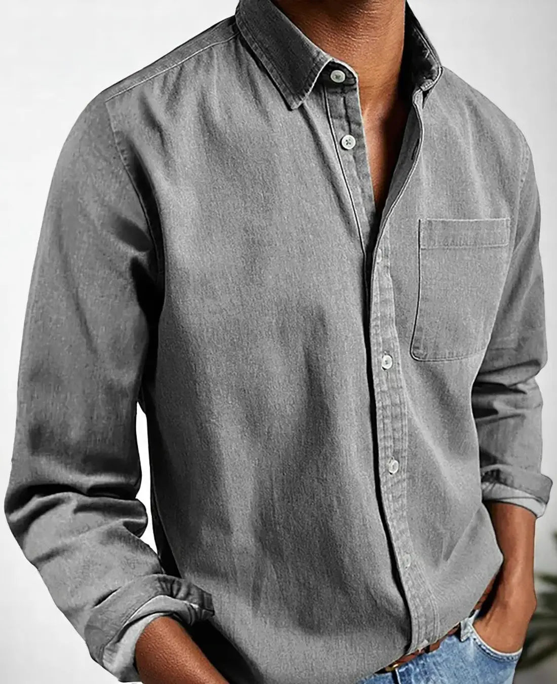 Heren Casual Linen Comfort Zomershirt Met Lange Mouwen VIQA© NEDERLANDGrijs-2XL