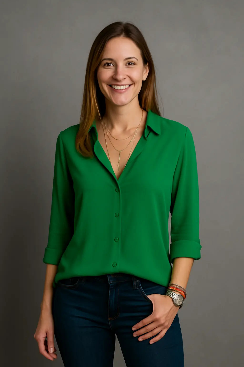 Claire Dames Ademende Chiffon Blouse VIQA© NEDERLANDGroen-2XL