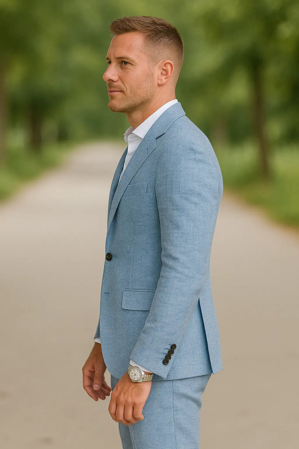 Heren Linnen Zomerpak Set, 2-delige Slim Fit Strand Bruiloft Outfit, Notch Revers Blazer En Broek | VIQA VIQA© NEDERLAND