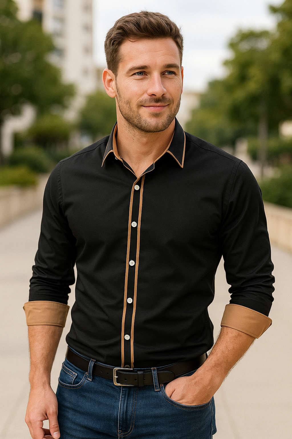 Herenoverhemd Met Knopen, Slim Pasvorm, Lange Mouwen, Casual, Bedrukt, Effen Kleur | VIQA VIQA© NEDERLAND