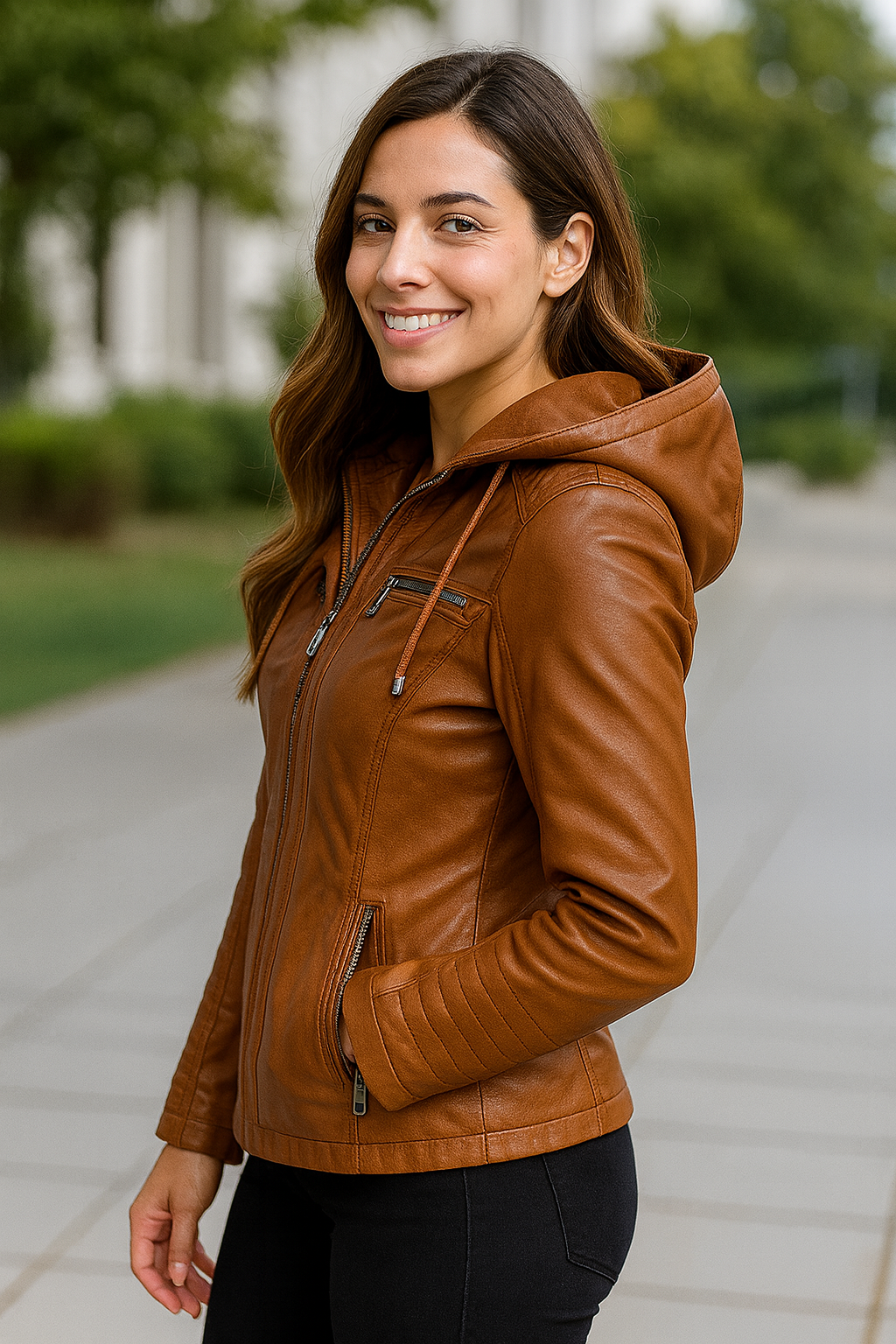 Dames Faux Lederen Jas, PU Motorfiets Jas, Hooded Winter Bovenkleding | VIQA VIQA© NEDERLAND