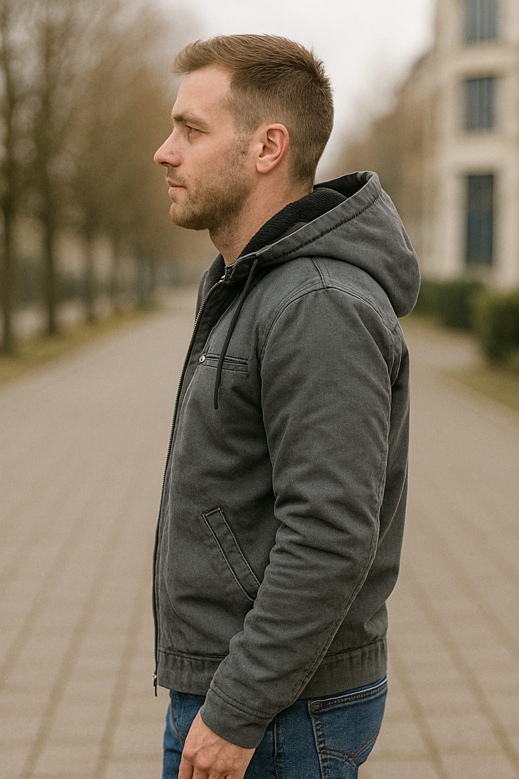 Heren Casual Hooded Jacket, Fleece gevoerde rits jas met zakken, Winter Outdoor Warm Bovenkleding | VIQA VIQA© NEDERLAND
