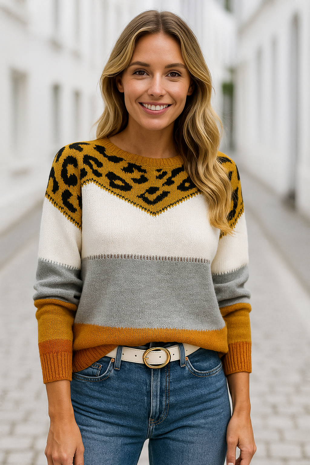 Dames Trui Met Luipaardprint, Losse Trui In Contrasterende Kleuren, Herfst-Winter Trui Met Lange Mouwen | VIQA VIQA© NEDERLAND