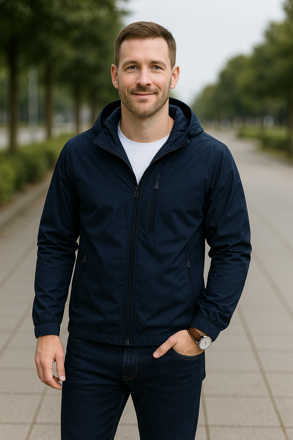 Heren Windjack, Lchtgewicht Lange Jas Met Flip Kraag En Zakken | VIQA VIQA© NEDERLAND