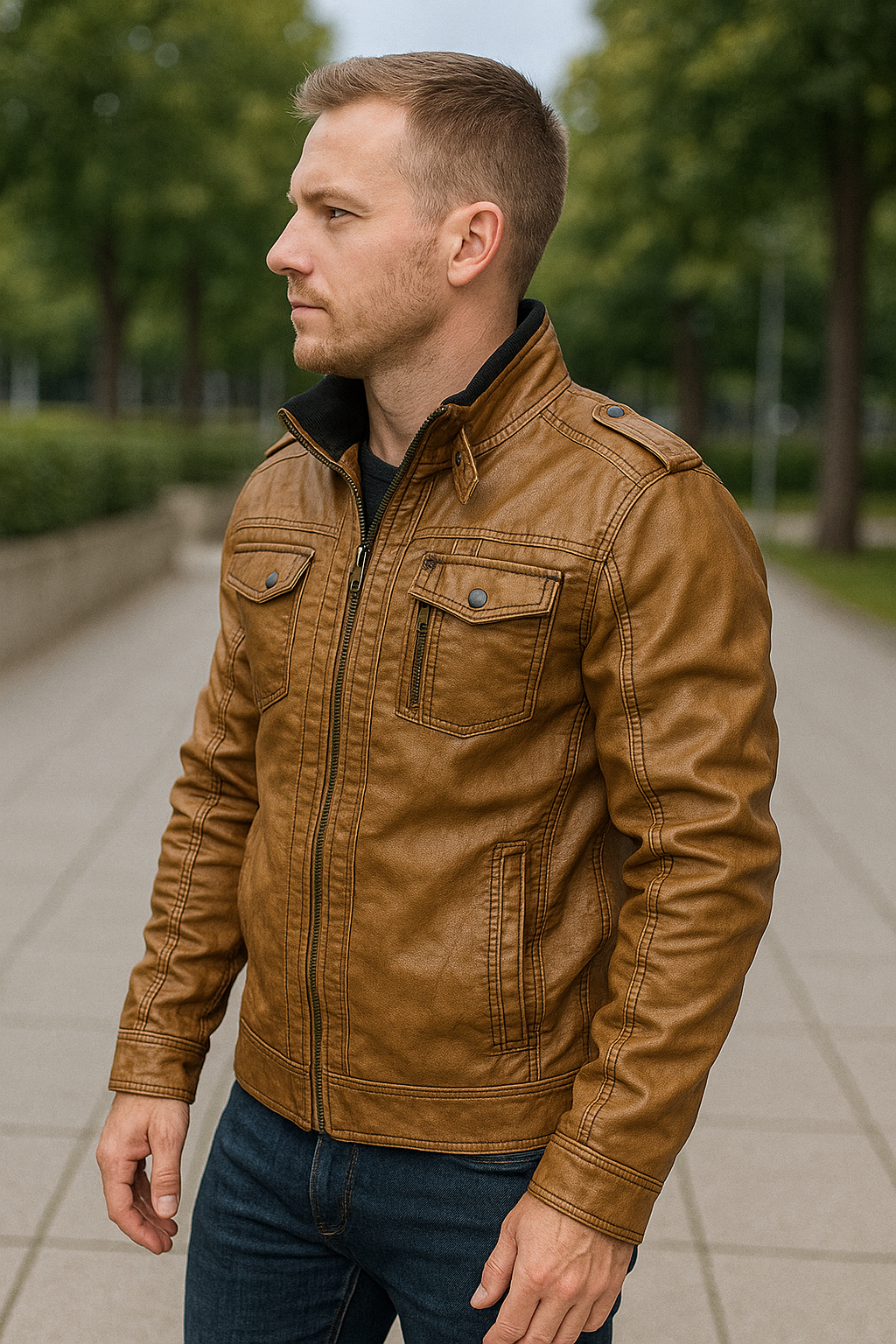 Leren Motorjas Voor Heren, Motorjas Van PU, Casual Dikke Bovenkleding Voor Winter | VIQA VIQA© NEDERLAND