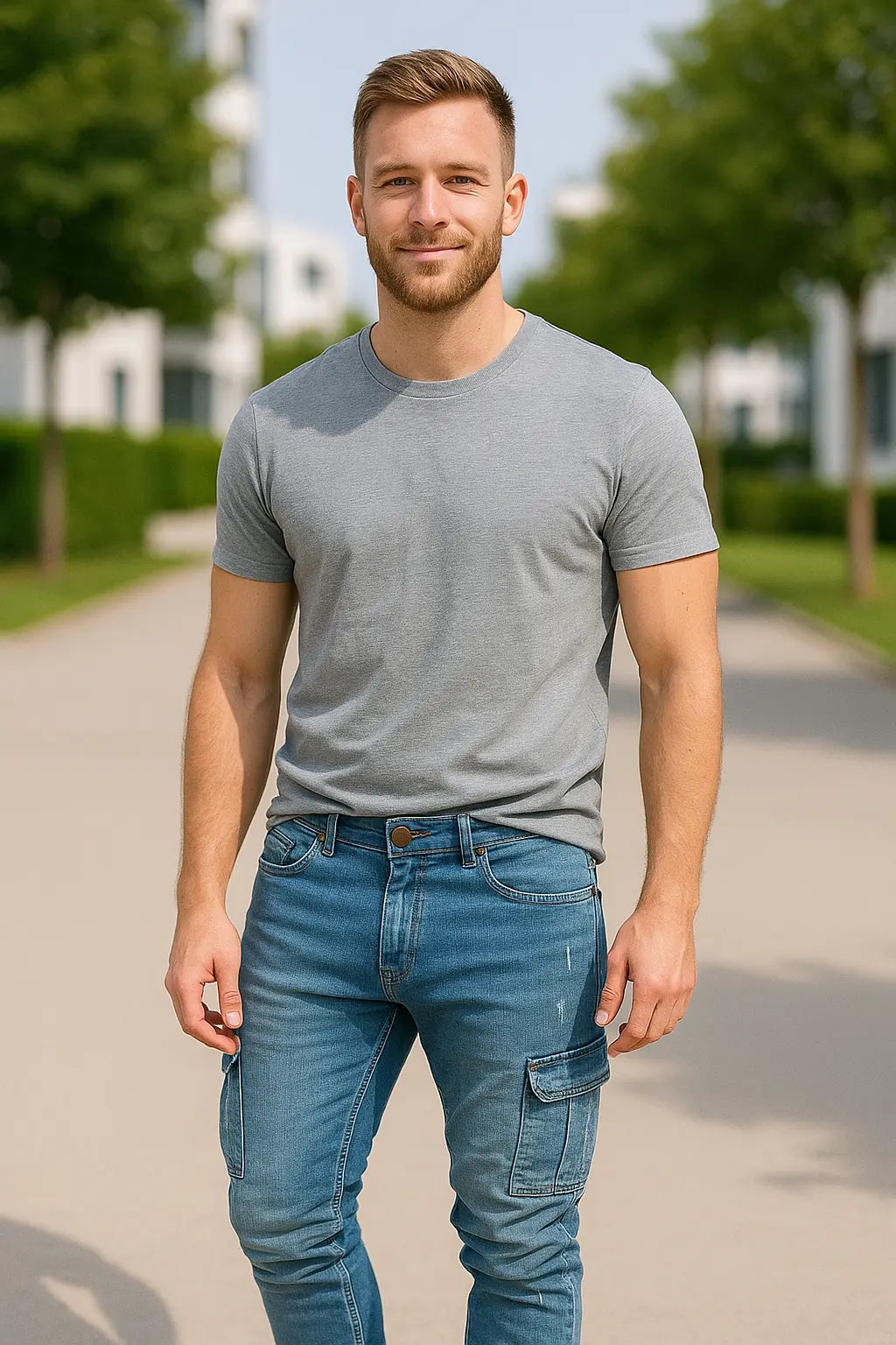 Heren Slim Fit Denim Cargo Broek, Stretch Skinny Jeans Met Zakken, Stijlvolle Casual Taps Toelopende Pasvorm | VIQA VIQA© NEDERLAND