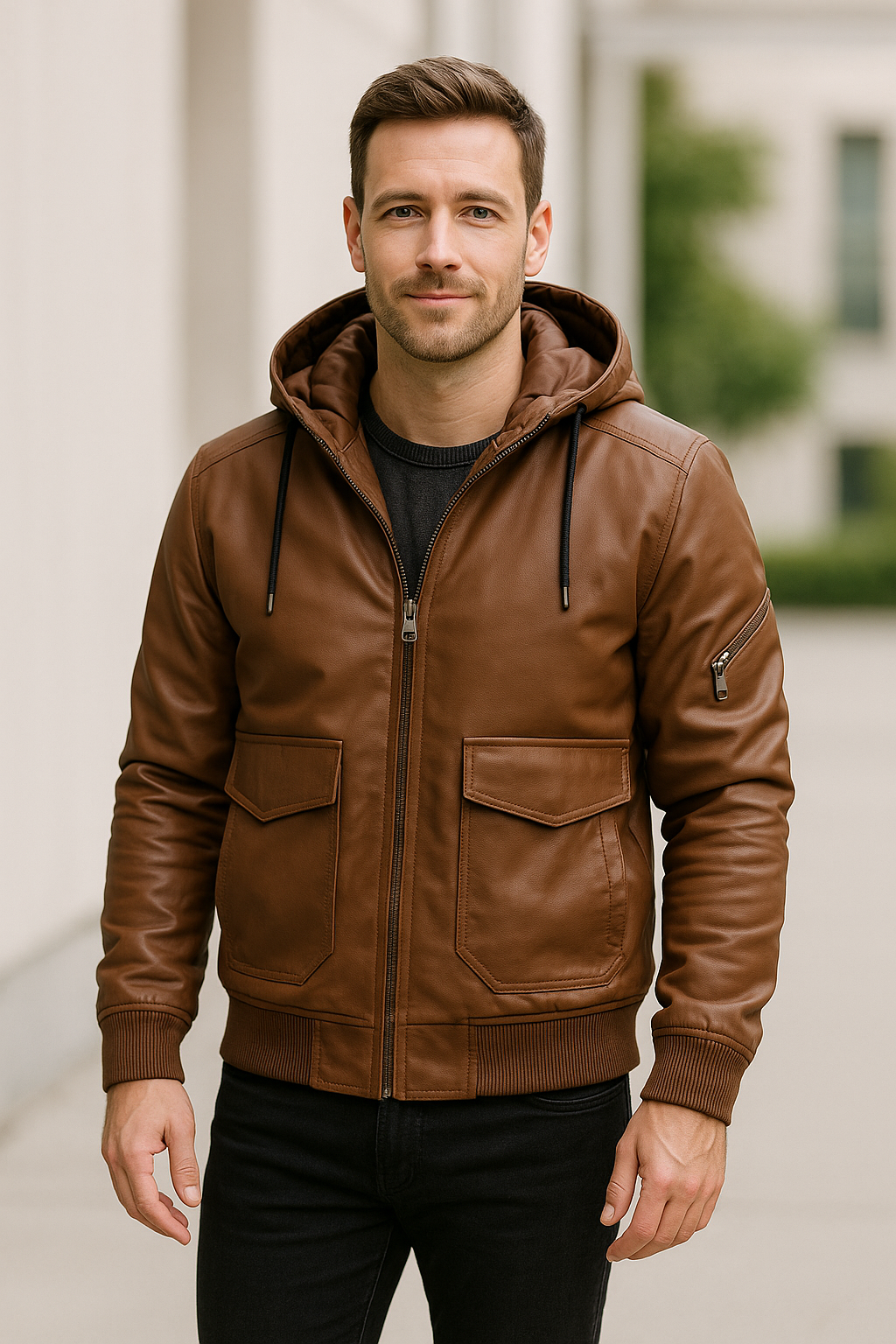 Leren Motorjack Voor Heren, Dikke Motorjas Met Afneembare Capuchon, Casual Winterkleding | VIQA VIQA© NEDERLAND