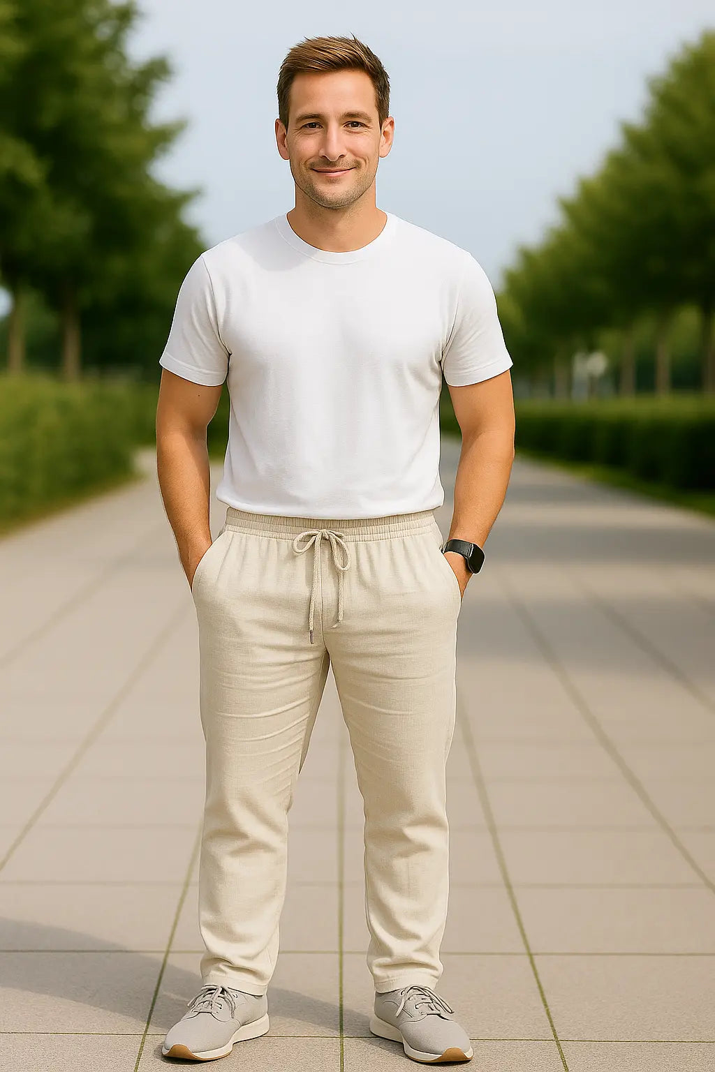 Heren Linnen Broek, Ademende Slim Pasvorm Broek, Casual Effen Kleur Casual Kleding | VIQA VIQA© NEDERLAND