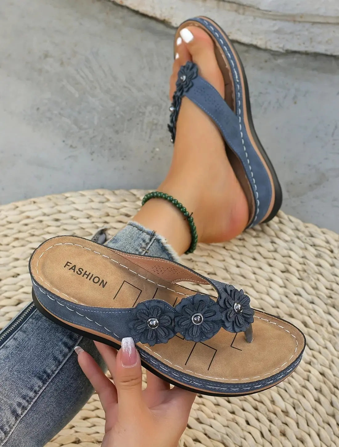 Dames Sandalen, Bloem Decor teenslippers, Dikke Zool Casual Zomer Comfort Schoenen | VIQA VIQA© NEDERLAND