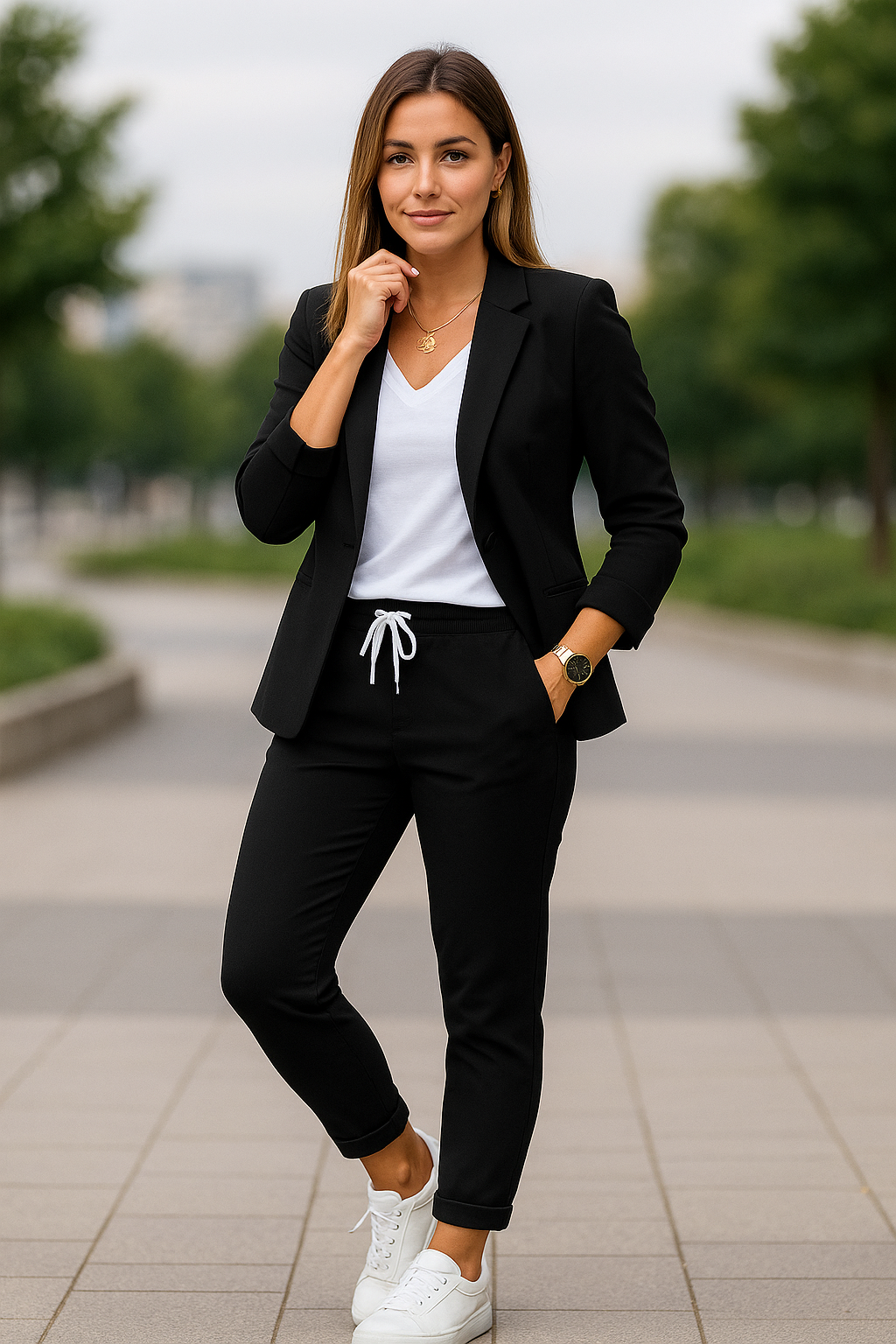 Zakelijk Pak Voor Dames, Elegante Tweedelige Set Met Broek Met Eelastische Taille | VIQA VIQA© NEDERLAND