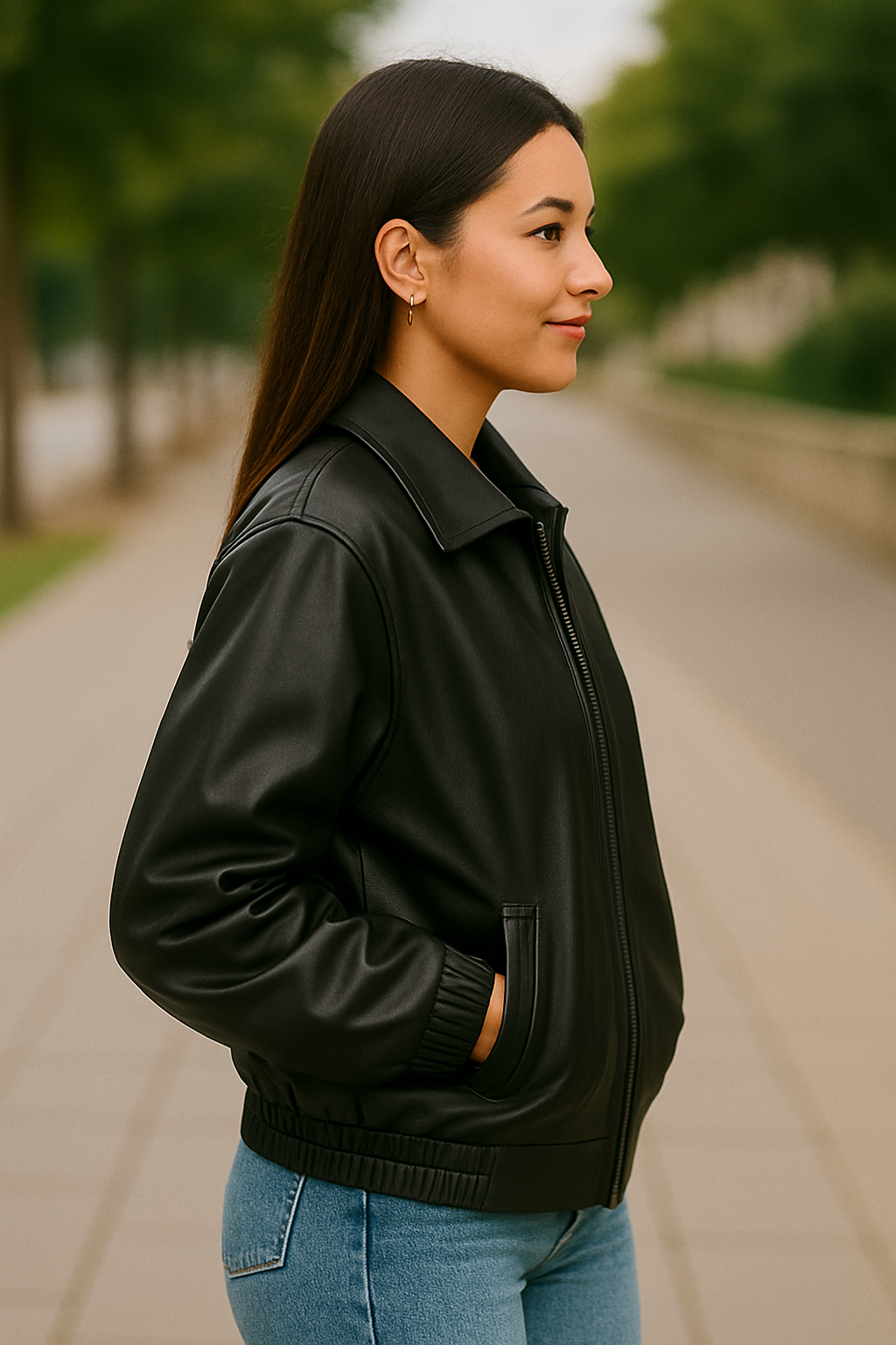 Dames PU-Leren Jas, Losvallende Jas Met Ritssluiting, Herfst En Winter Casual Mode Bovenkleding | VIQA VIQA© NEDERLAND
