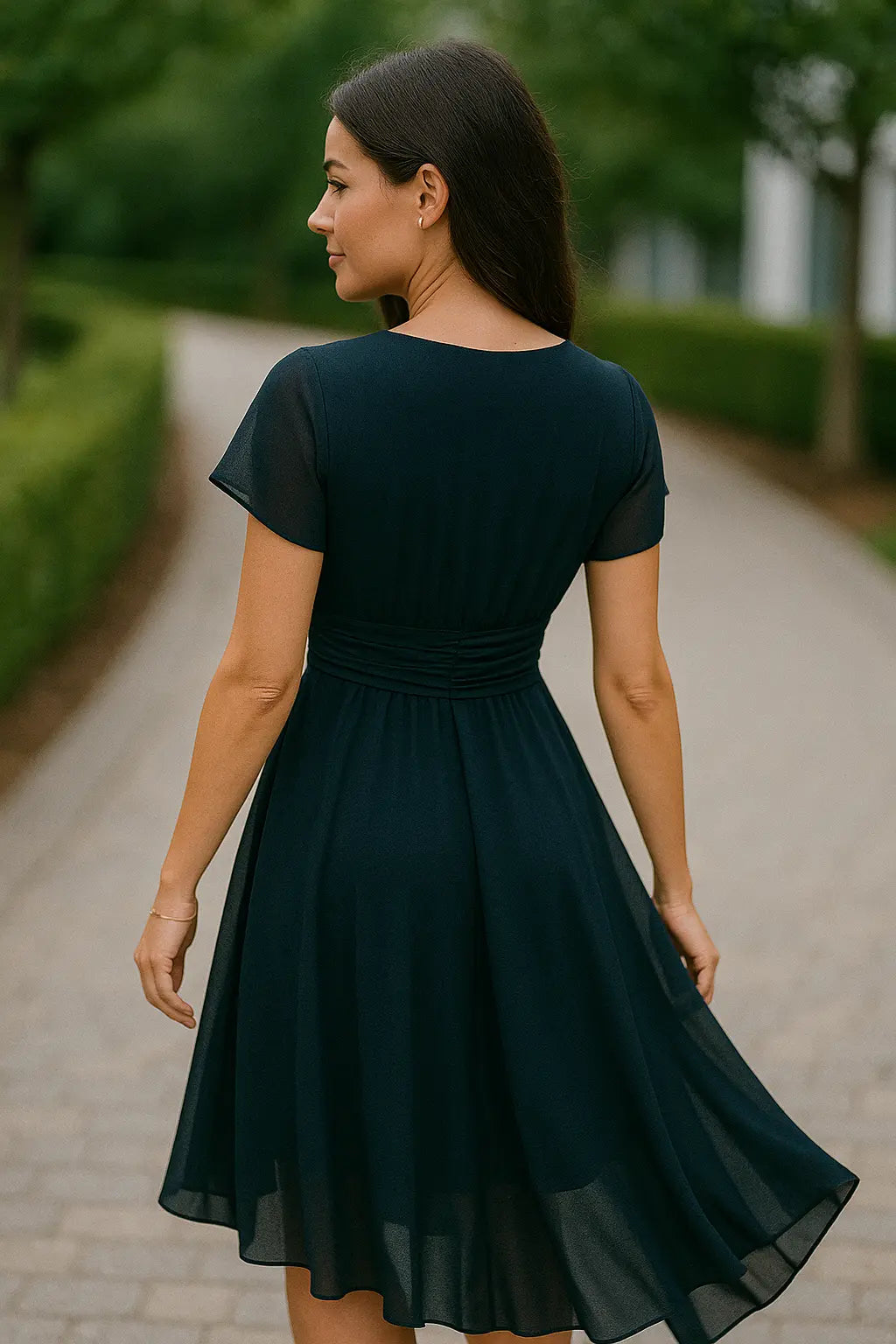 Dames Lange Zomerjurk, Chiffon V-Hals Hoge Taille Los Fit Maxi Dress, Elegant Fashion | VIQA VIQA© NEDERLAND