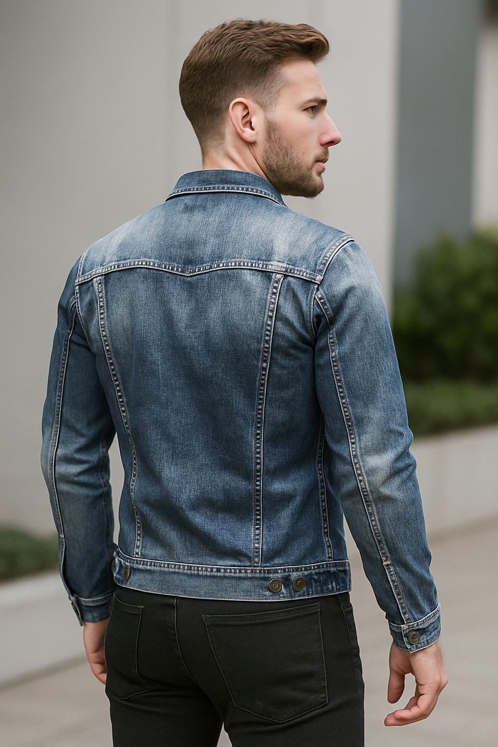 Heren spijkerjasje, slim fit casual revers retro motorjas | VIQA VIQA© NEDERLAND