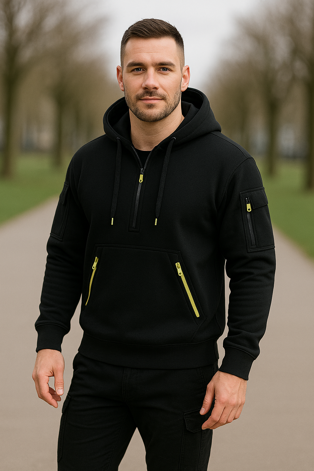 Heren Streetwear Hoodie, Staande Kraag Rits Pullover Lange Mouwen Sweatshirt Herfst Winter | VIQA VIQA© NEDERLAND