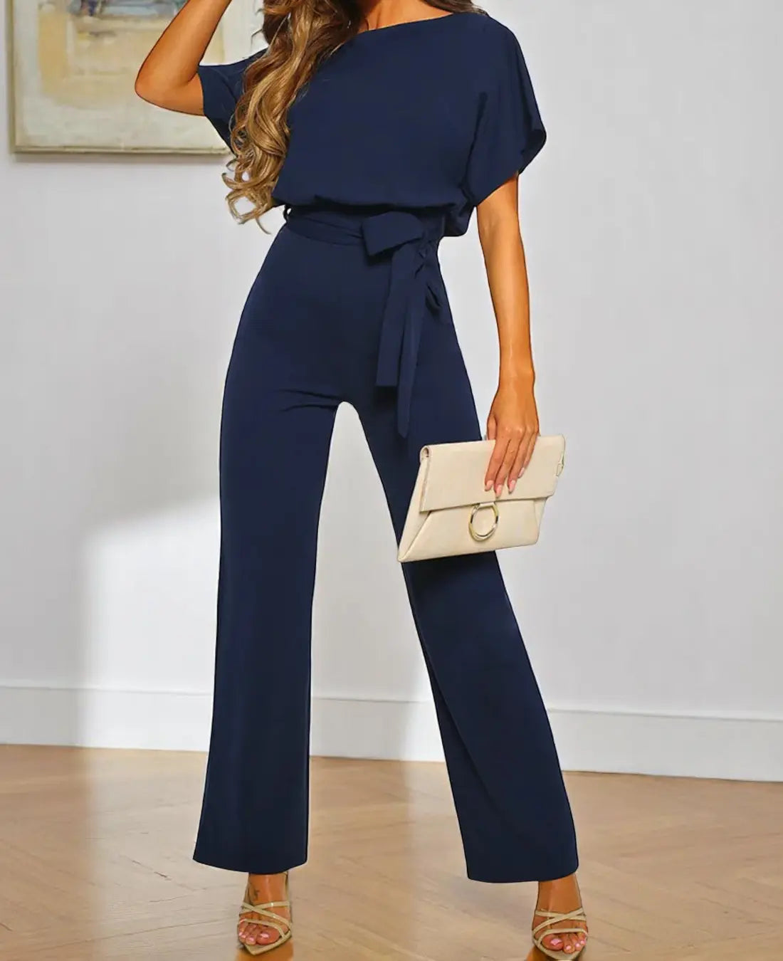 Dames Elegante Jumpsuit Met Korte Mouwen VIQA© NEDERLANDDonkerblauw-2XL