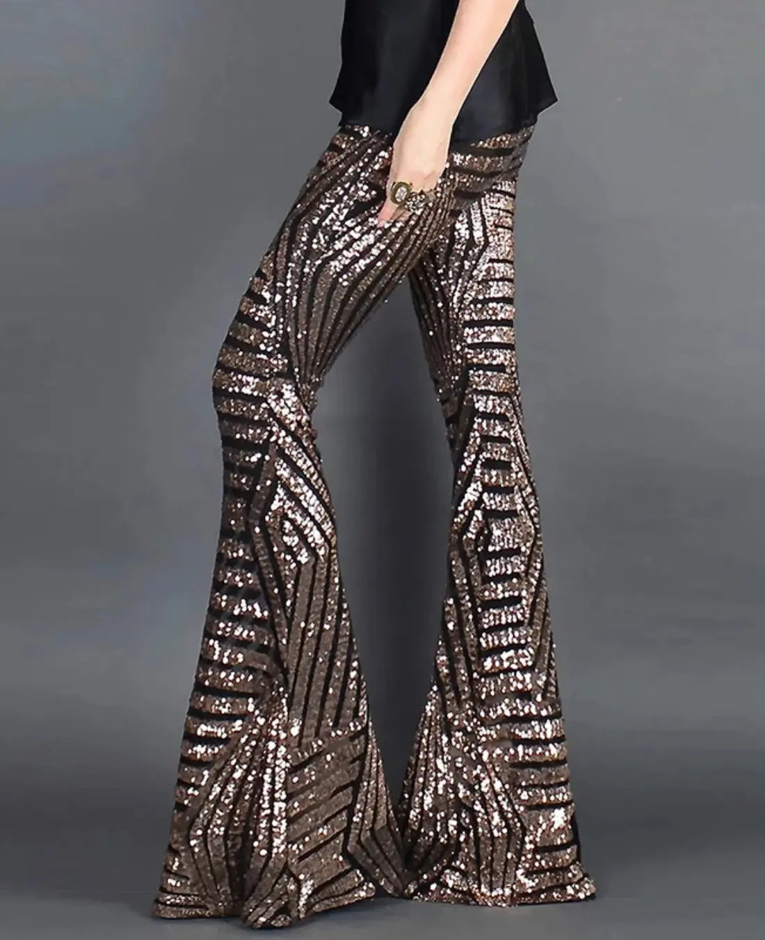 Zomerse Glitter Broek Voor Dames VIQA© NEDERLANDBruin-2XL